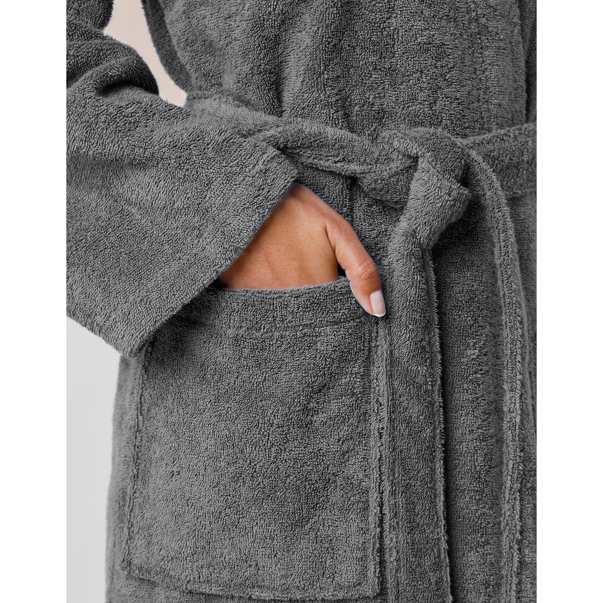Peignoir mixte adulte uni coton éponge bouclette col kimono personnalisé