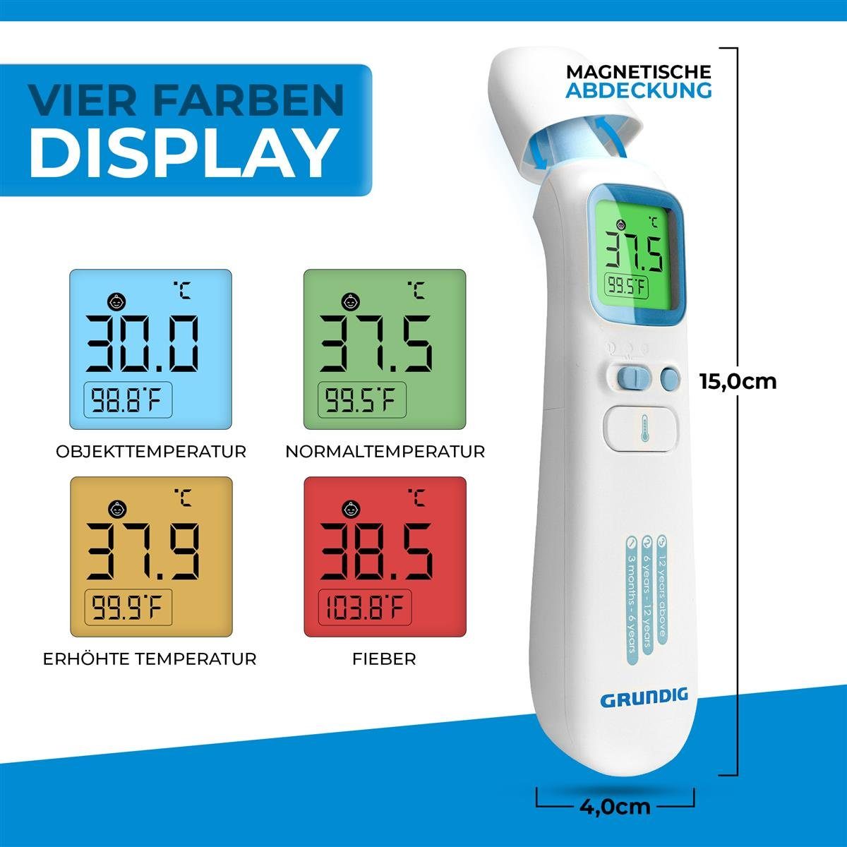 Grundig Stirn-Fieberthermometer Testsieger Fieberthermometer kontaktlos Infrarot