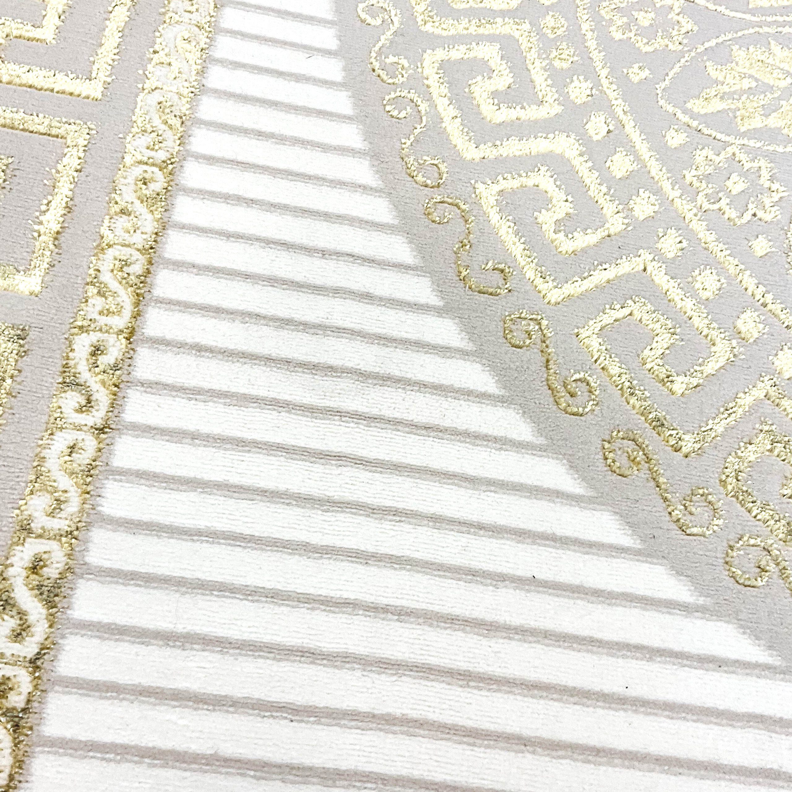 Teppich Orientalischer Designerteppich mit glänzendem Ornament in weiß-gold, Teppich-Traum, rechteckig, Höhe: 8 mm