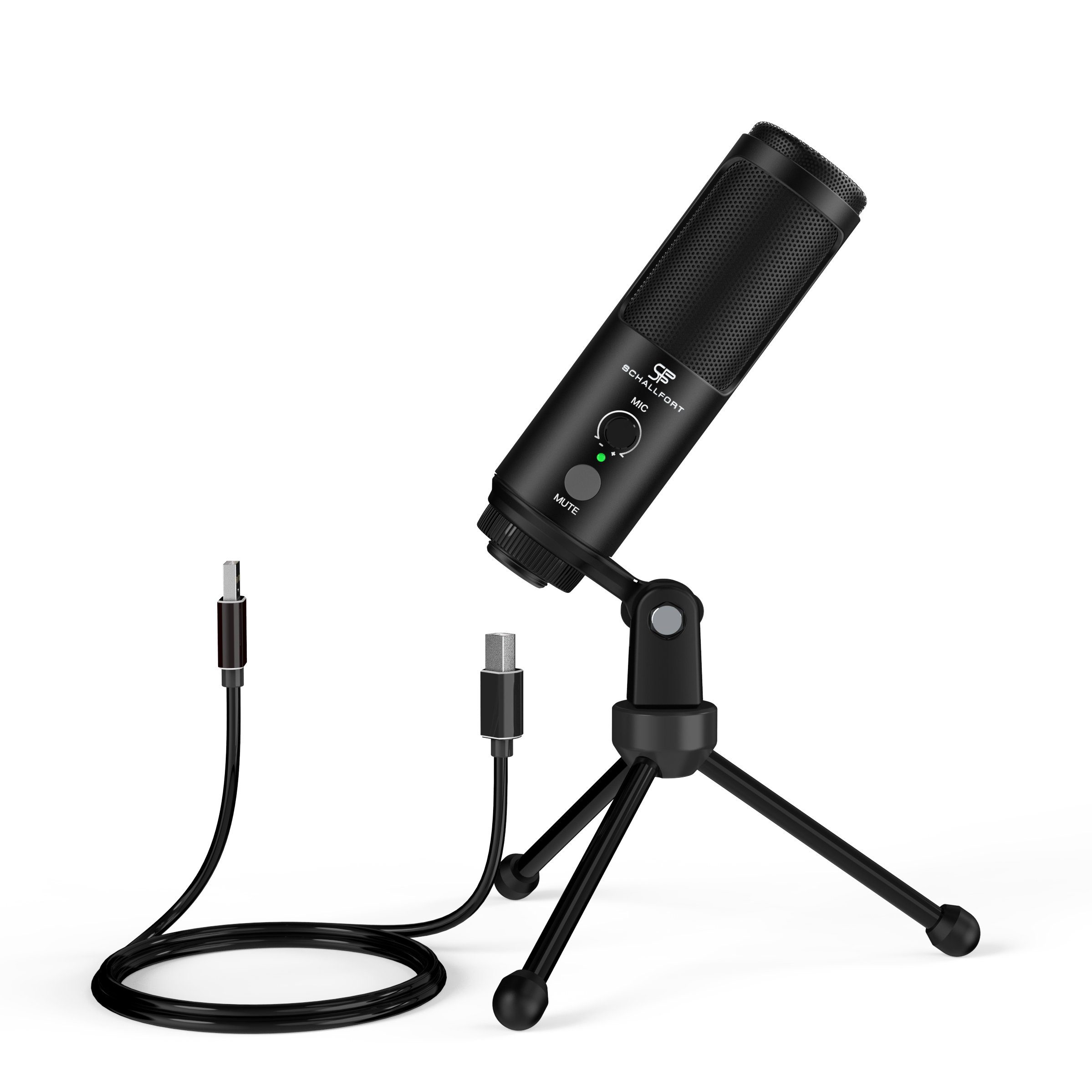 SCHALLFORT Mikrofon Vibe7-ONE (7-teilig), 192 kHz/24 bit, USB Plug & Play, AUX, Touch, Kondensator, Set