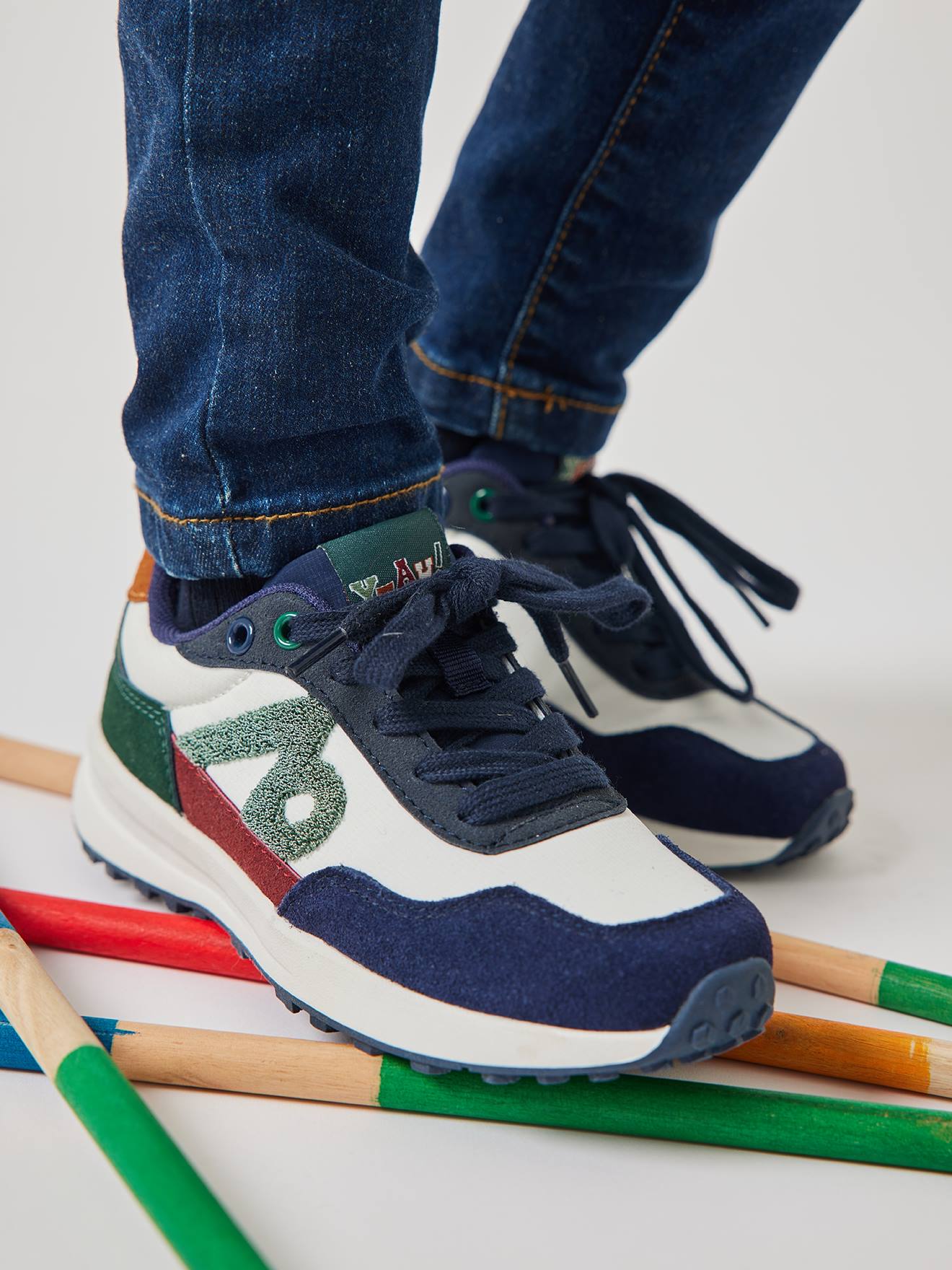 Vertbaudet Kinder Sneakers mit Schnürung - marine