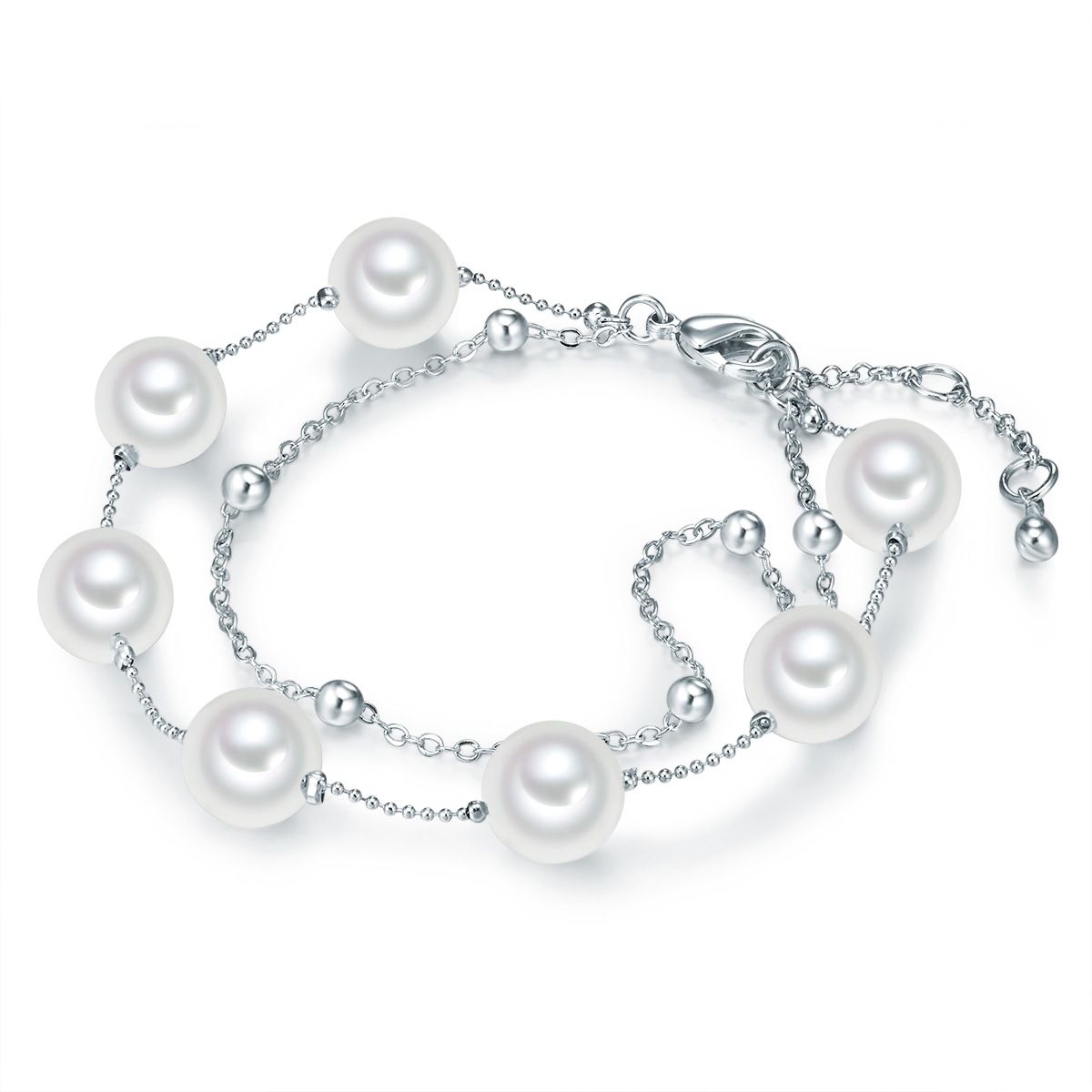 Armband Messing Muschelkernperle in Silber