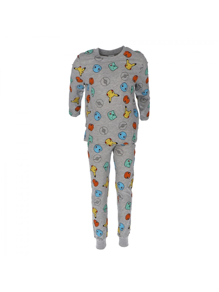 Pokémon Pokémon Pyjama für Kinder Bequemer Schlafanzug aus reiner in Grau günstig kaufen 110/116