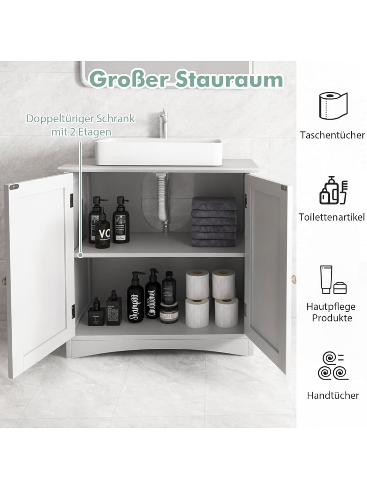 COSTWAY Waschbeckenunterschrank 60 x 30 x 60 cm in Weiß günstig kaufen onesize