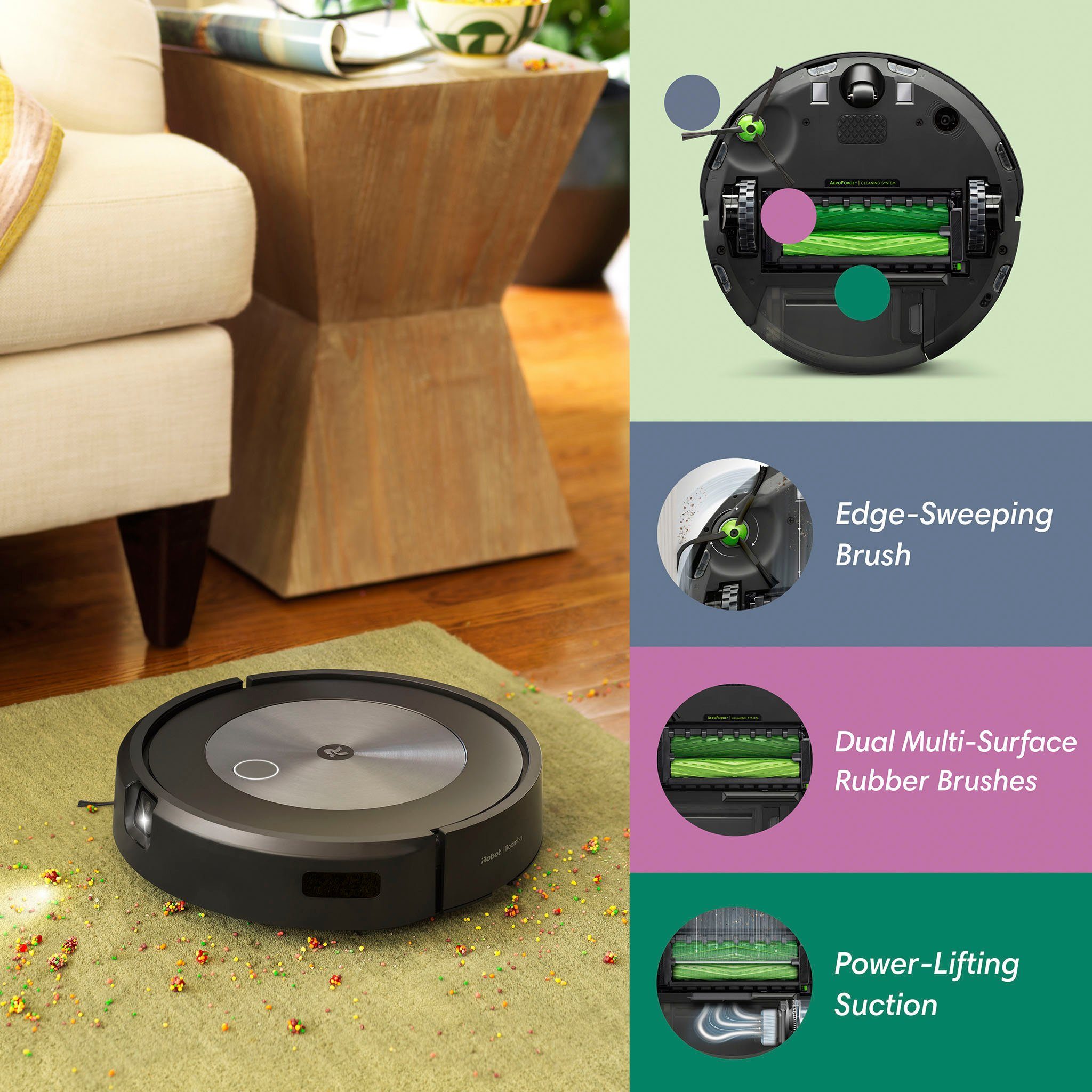 iRobot Saugroboter Roomba® j7+ (j7558), mit Beutel, WLAN-fähig mit autom. Absaugstation, Kartierung und zwei Gummibürsten