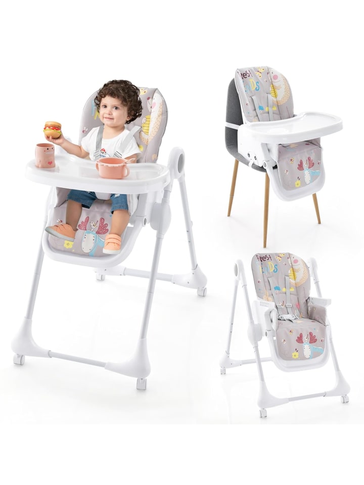 COSTWAY 3 in 1 Hochstuhl umwandelbar in Grau günstig kaufen 60 cm