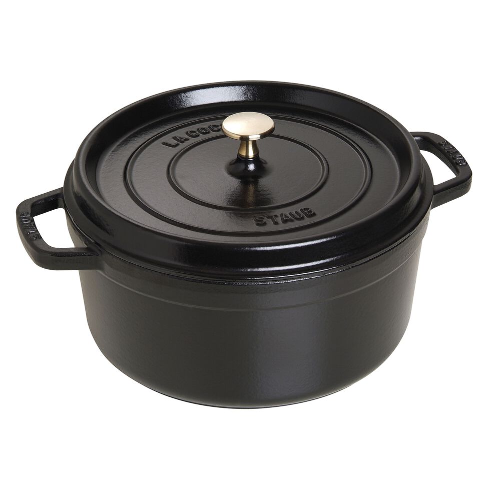 Cocotte 26 cm, rund, Schwarz, Gusseisen