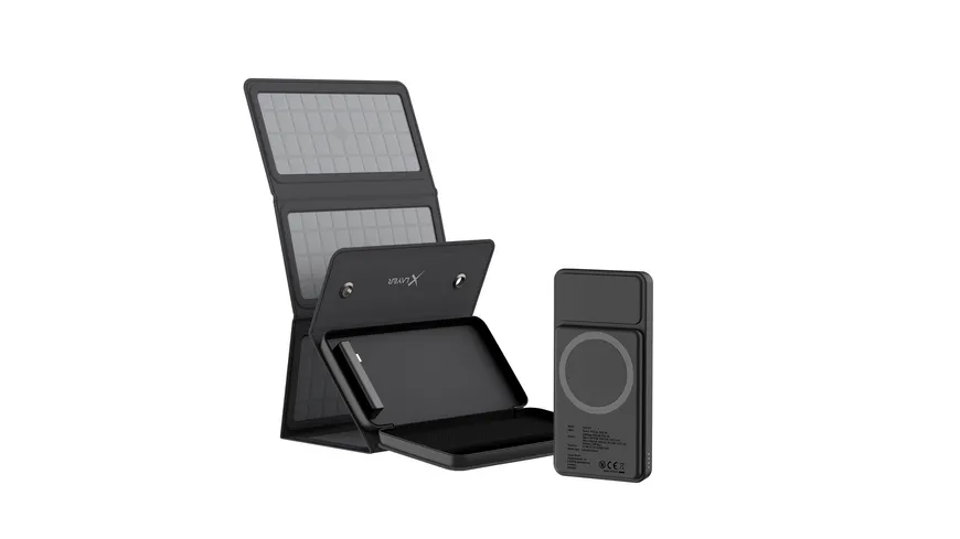 XLayer Powerbank 15W Wireless 10.000 mAh mit 2-in-1 Solarpanel Black