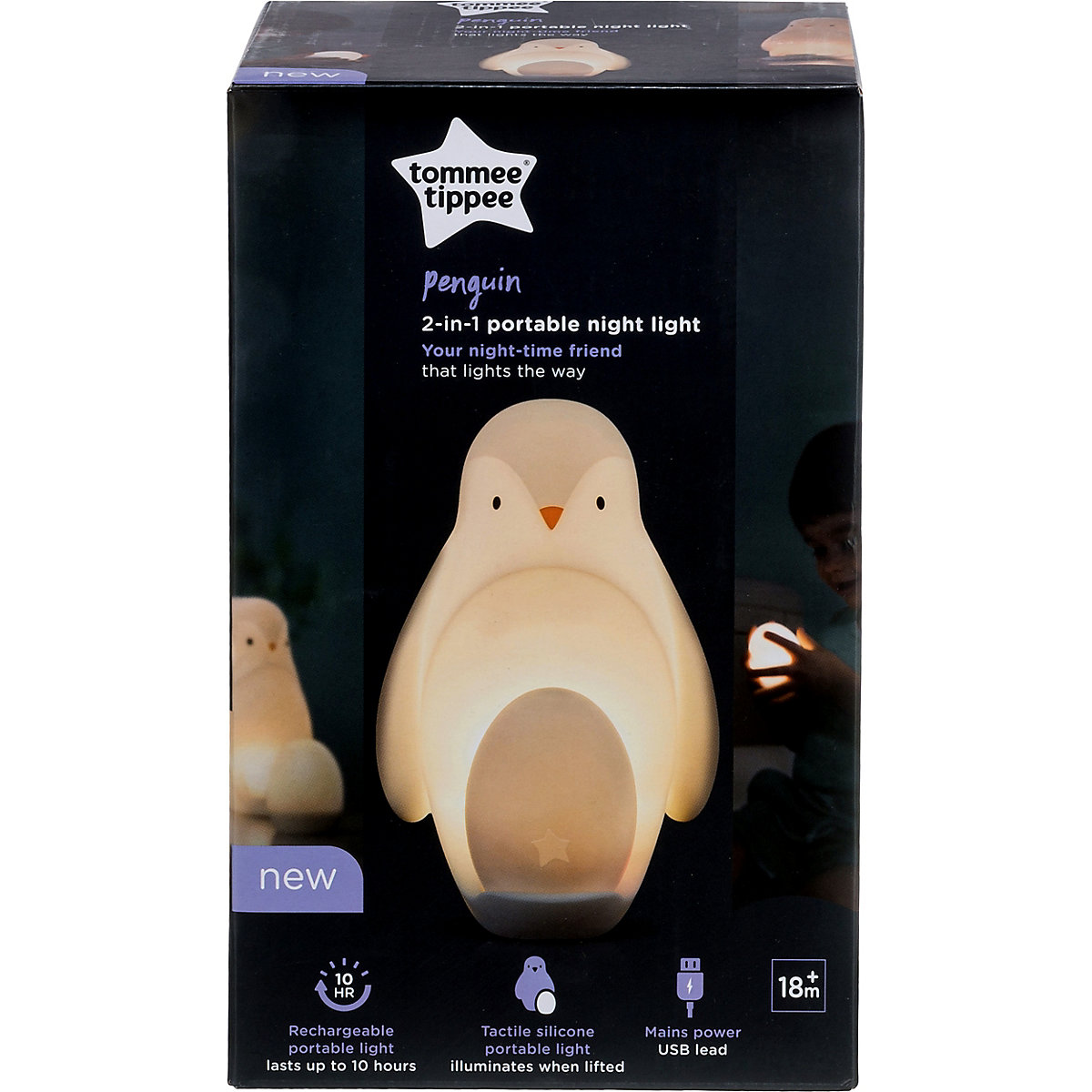 Tragbares 2-in-1 Pinguin-Nachtlicht