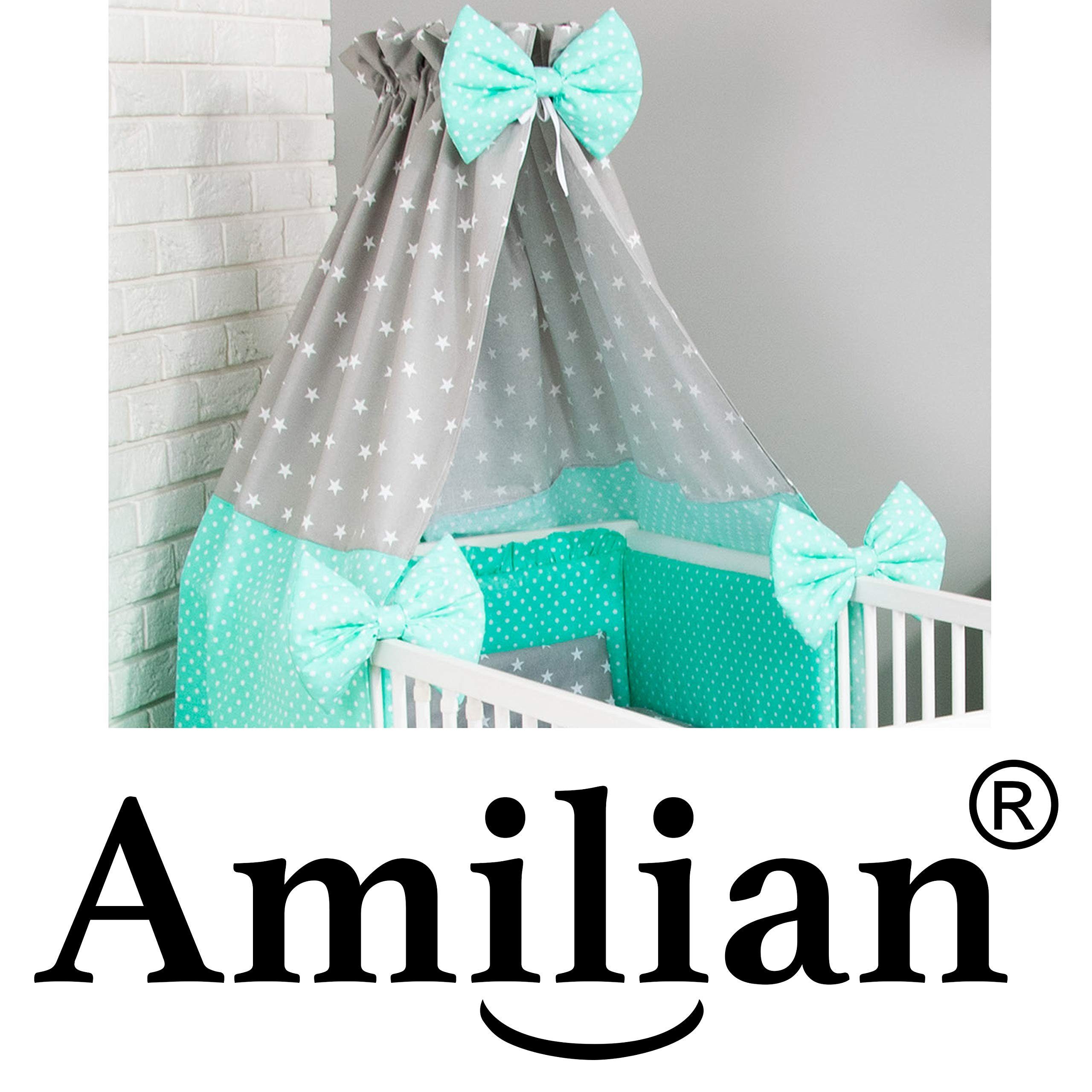 Himmelstange (Made in EU) freistehender Himmelhalter, Schleierhalter für Babybett; Kinderbett; Stubenwagen; Wiege, lackiertes Metall in weiß Lange ca.: 150cm, leicht umstellbar, Amilian, freistehend