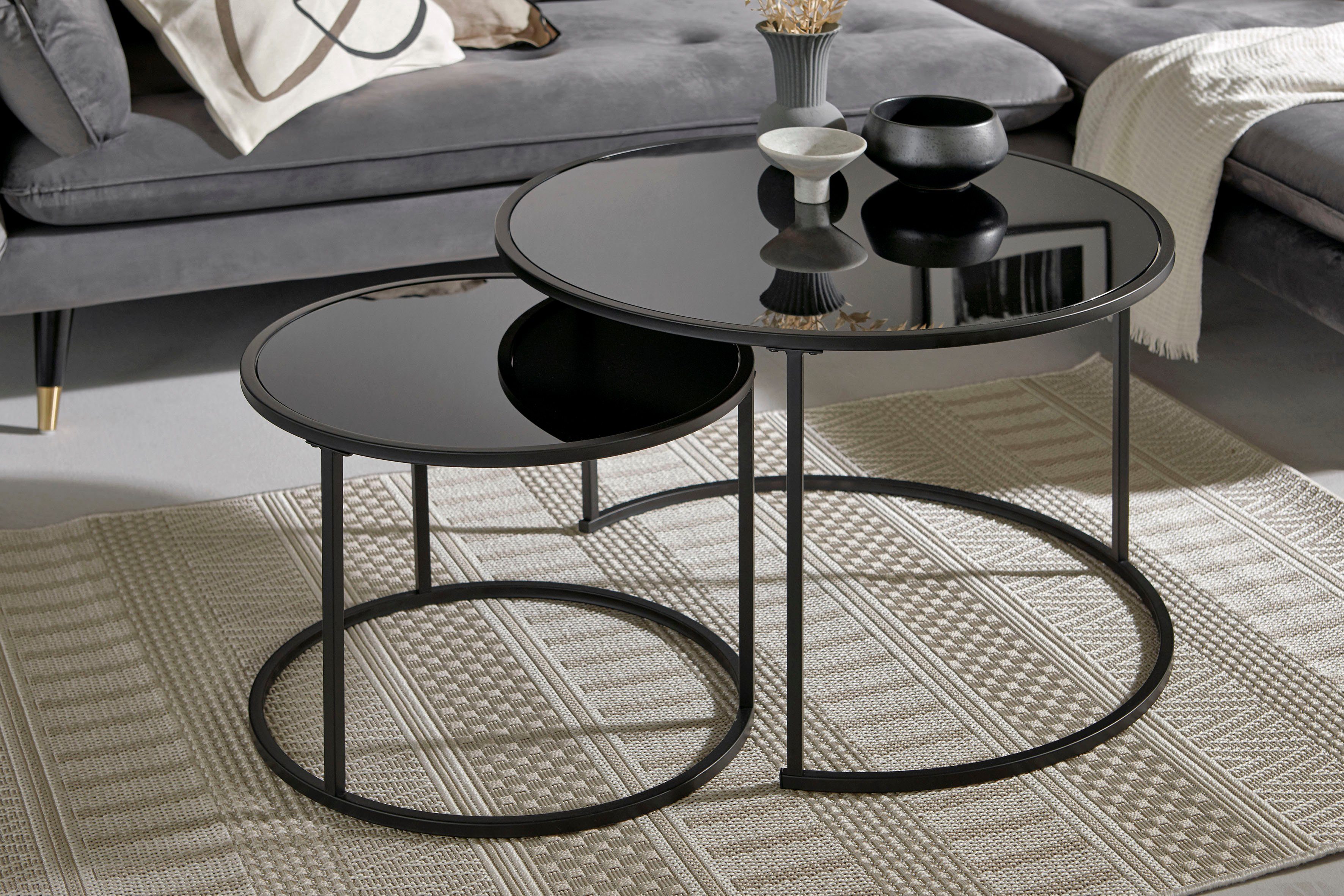 Jahnke Couchtisch (2-St), Couchtisch, Beistelltisch, Nachttisch in edlem Look