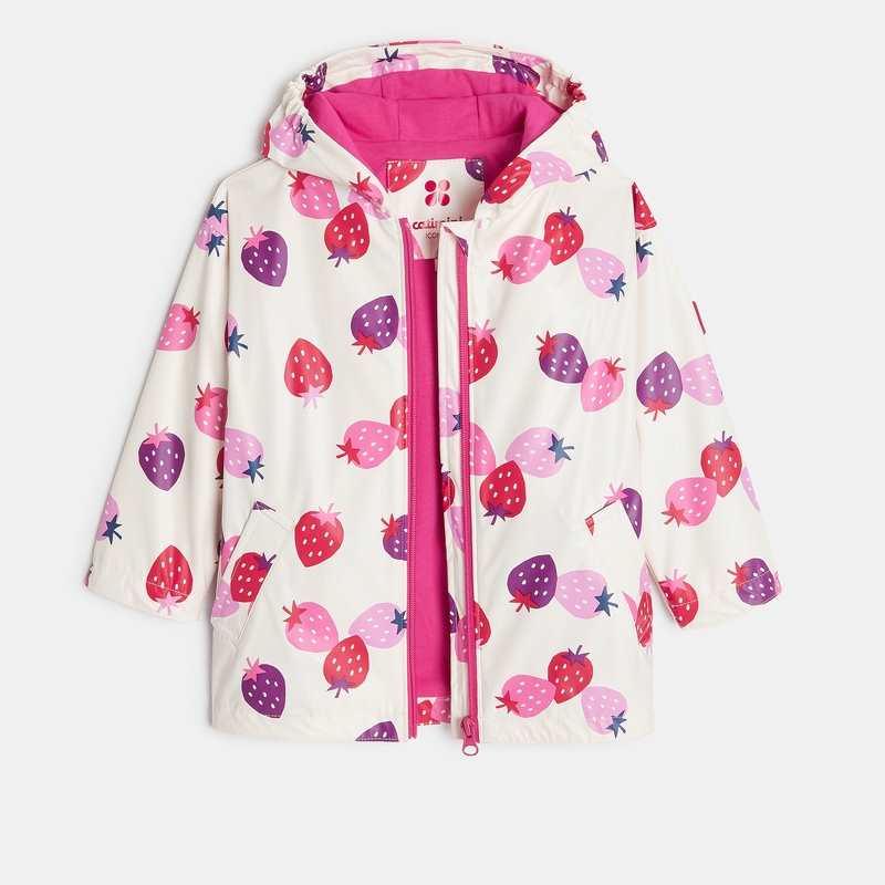 Coupe-vent bébé fille écru à motifs fraises beige Catimini