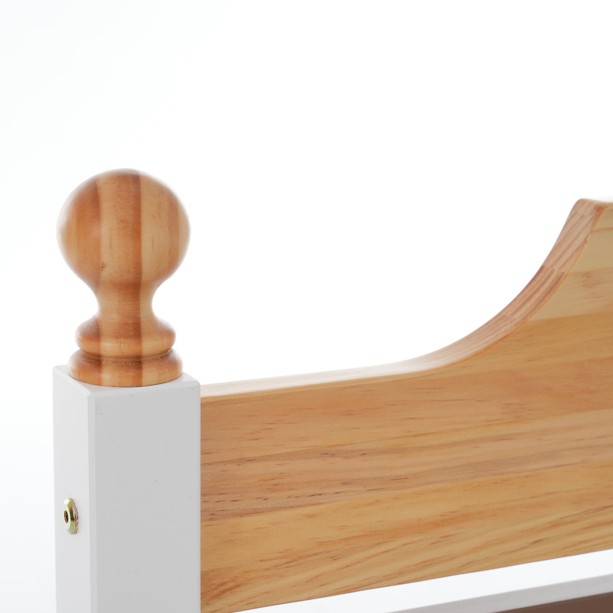 Flieks Massivholzbett, Einzelbett Kiefernholzbett mit Kopfteil und Lattenrost 90x200cm