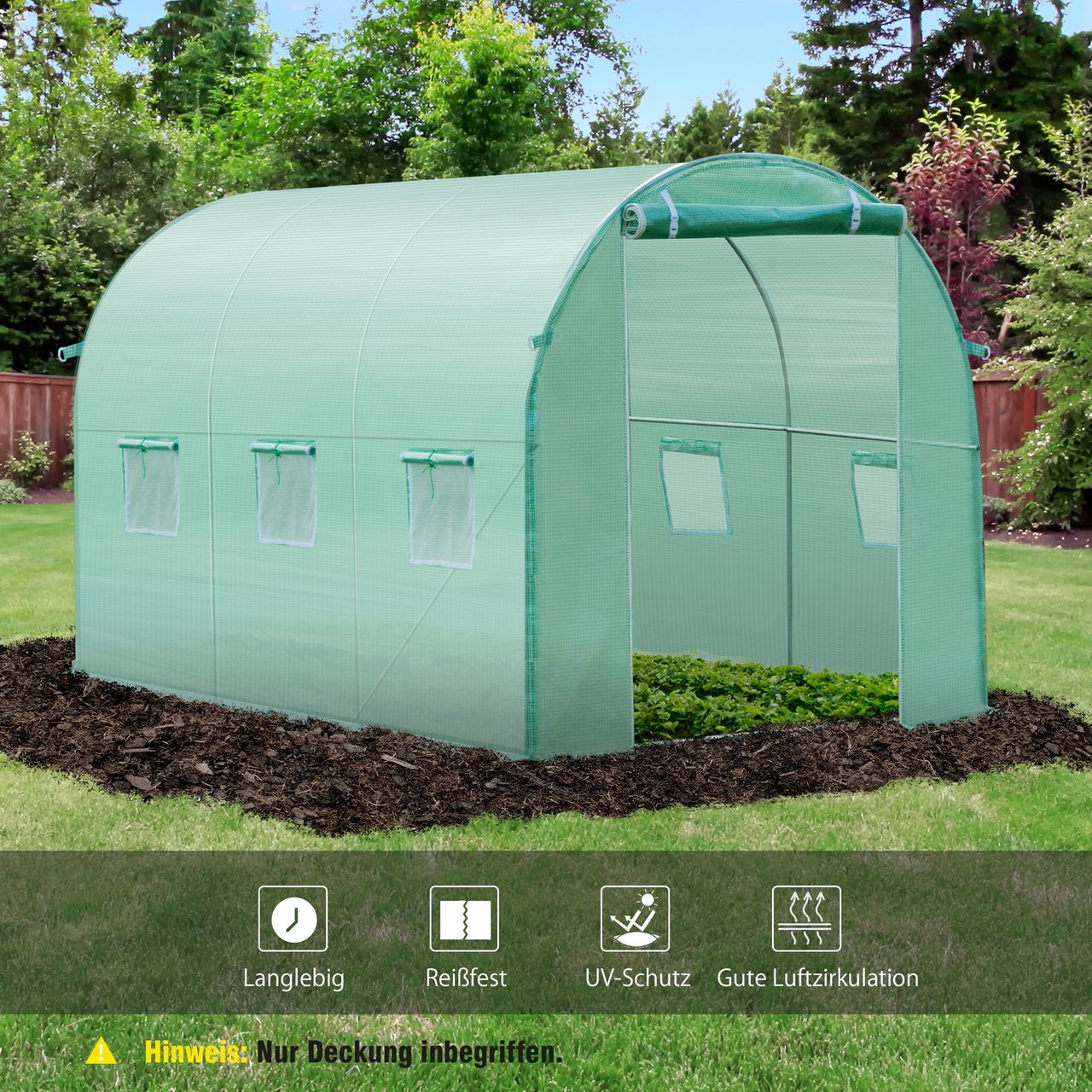 Outsunny Polyethylenfolie 3x2x2m Ersatzfolie mit 6 Fenster für Folientunnel