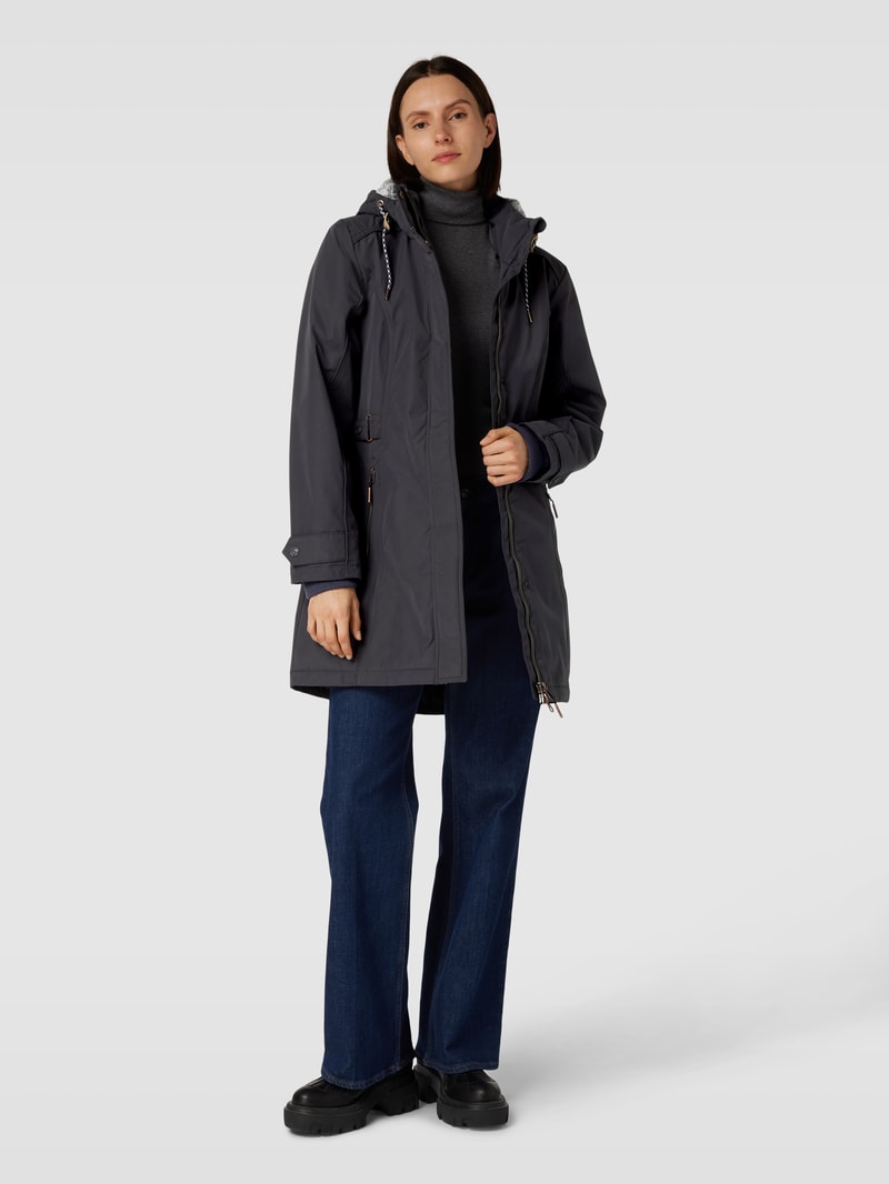 Jacke mit Label-Applikation in marineblau
