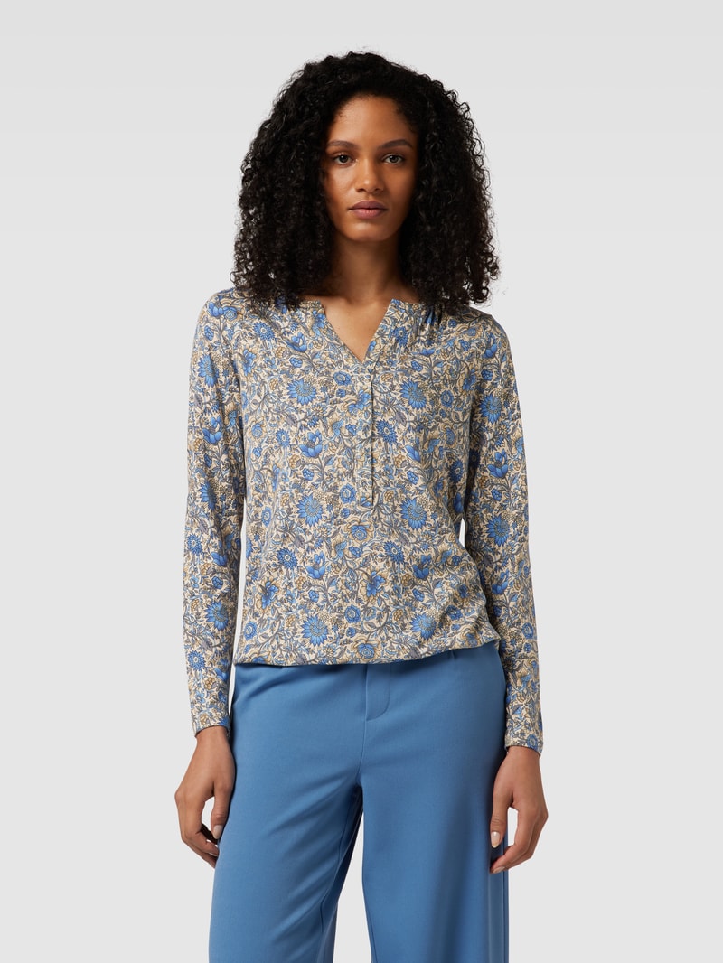 Blusenshirt mit floralem Allover-Muster Modell 'Felicity' in hellblau