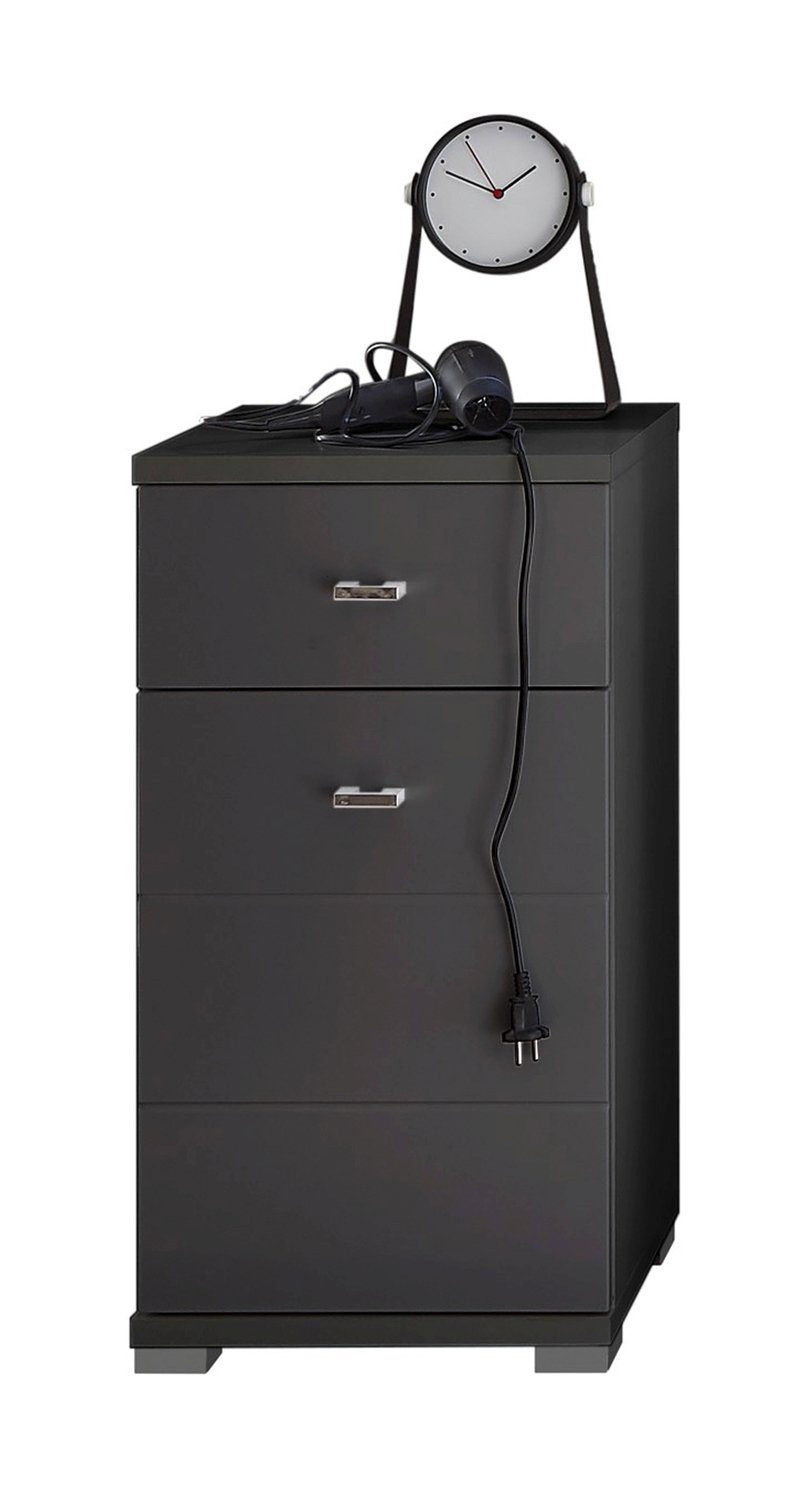 Badezimmerspiegelschrank Unterschrank, PAT, Schwarz, B 38 cm, T 30 cm