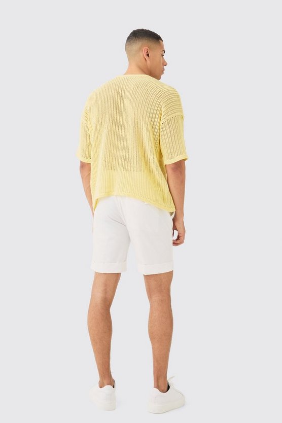 Oversize T-Shirt in Gelb mit Tasche