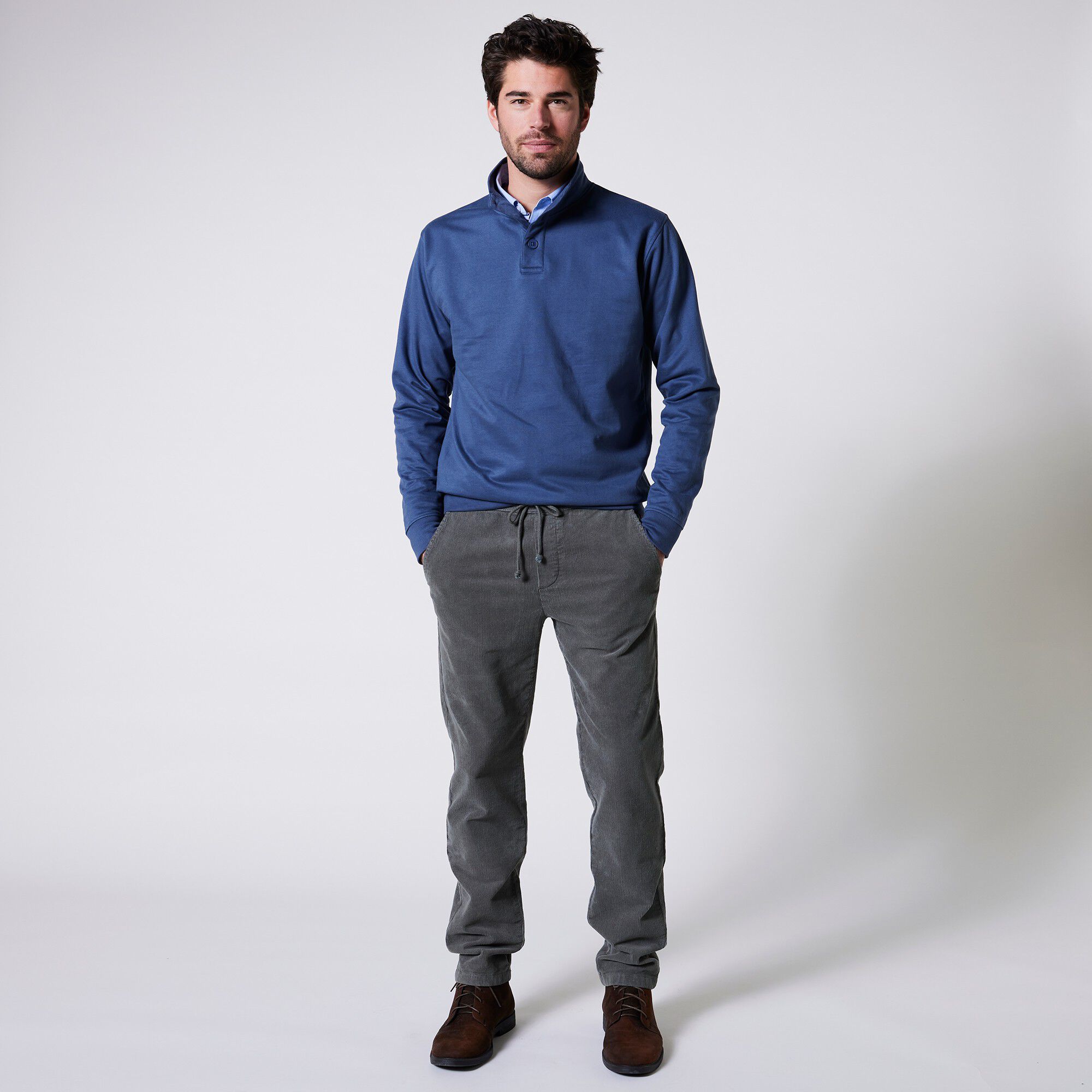 Sweat col montant boutonné en molleton