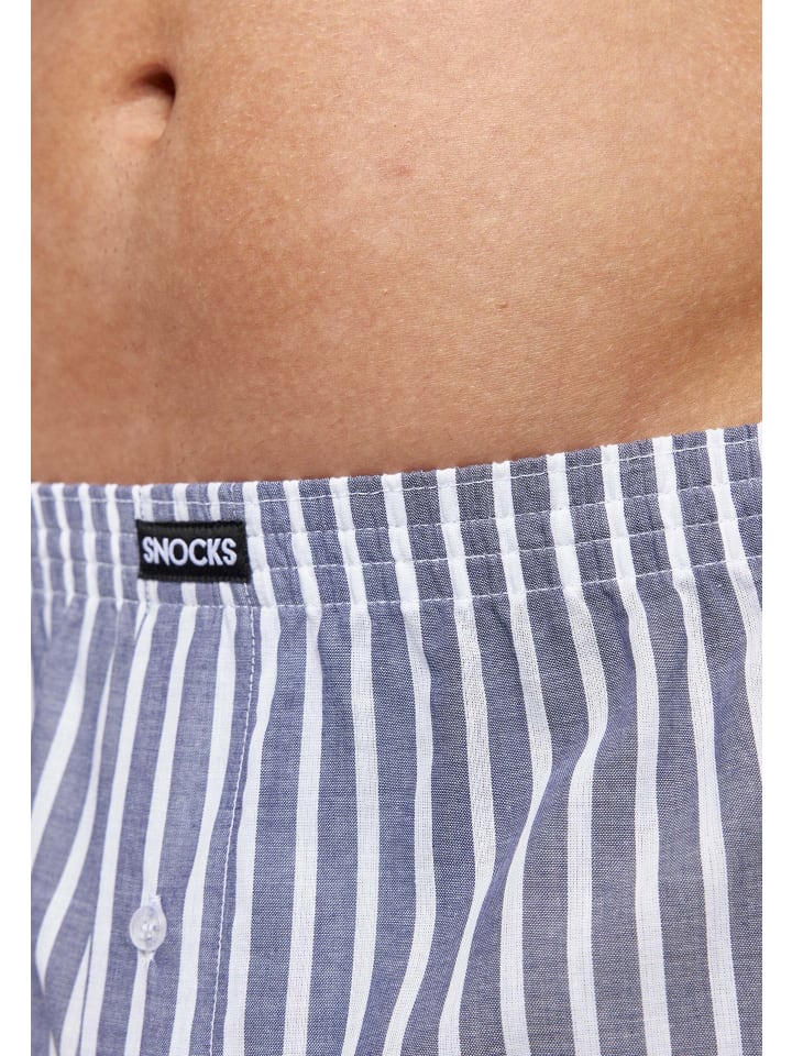 SNOCKS American Woven Boxershorts aus Bio-Baumwolle 3 Stück in Stripe günstig kaufen