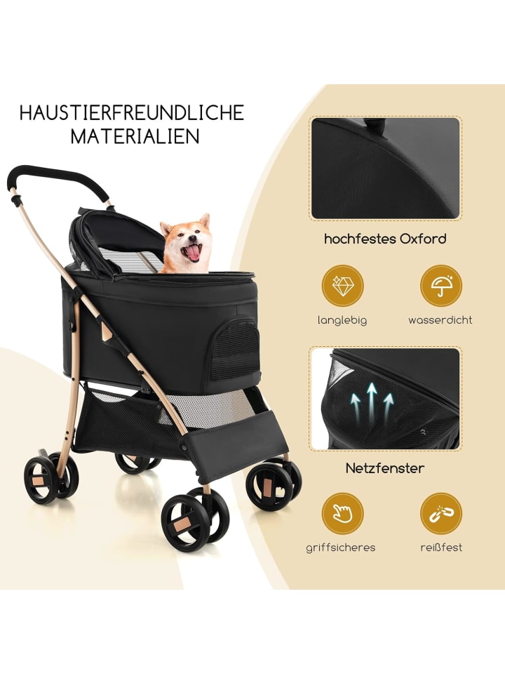 COSTWAY 3 in 1 Hundewagen in Schwarz günstig kaufen onesize