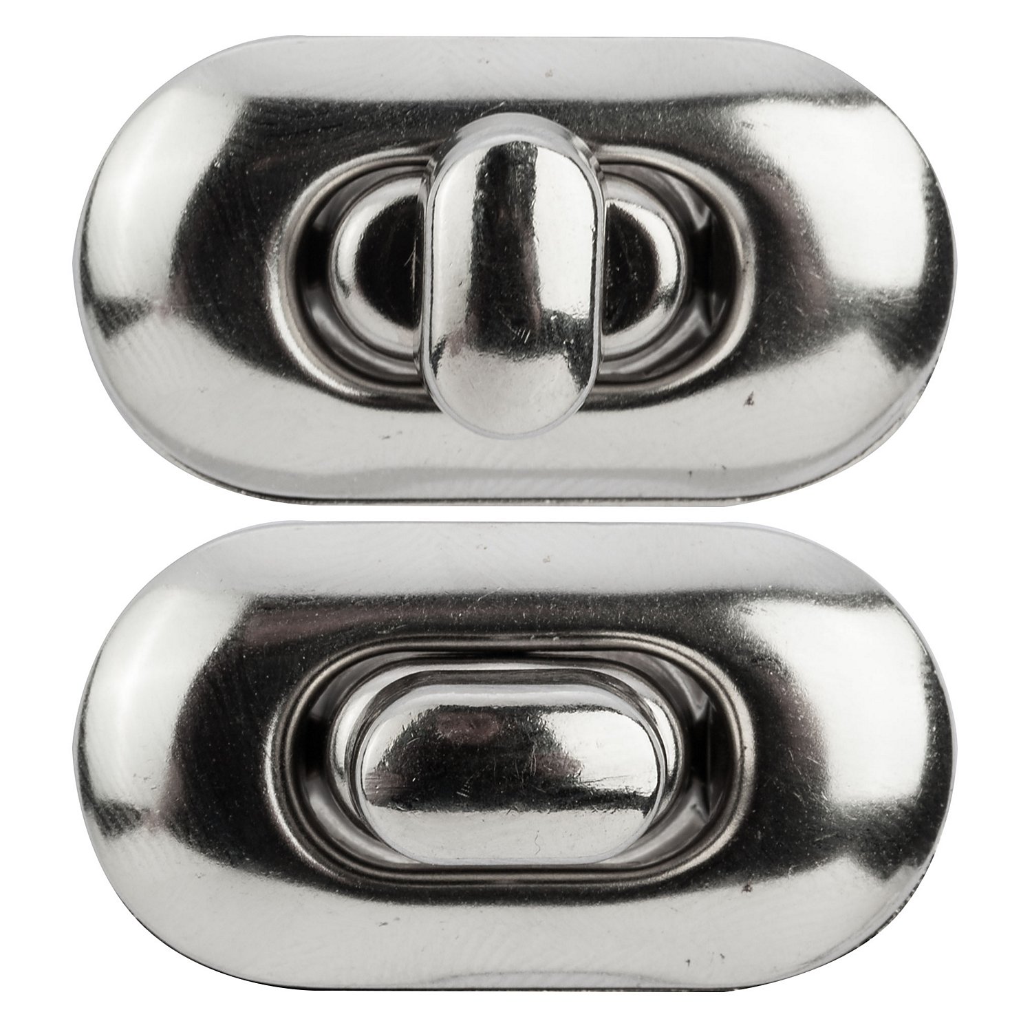 buttinette Drehverschluss für Taschen, Größe: 35 x 20 mm, silber, 2 Stück