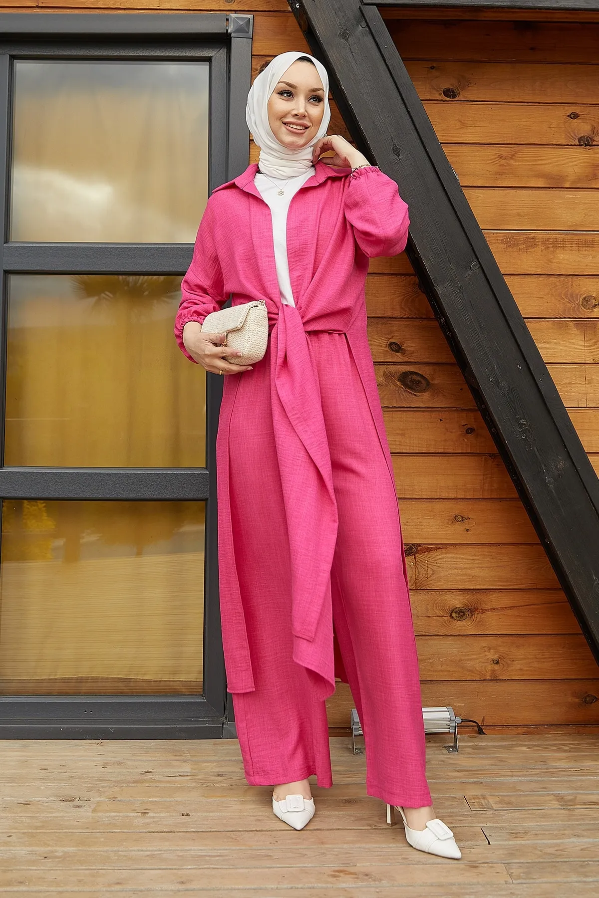 InStyle  Lässiger zweiteiliger Vema-Anzug mit Schlitz – Fuchsia