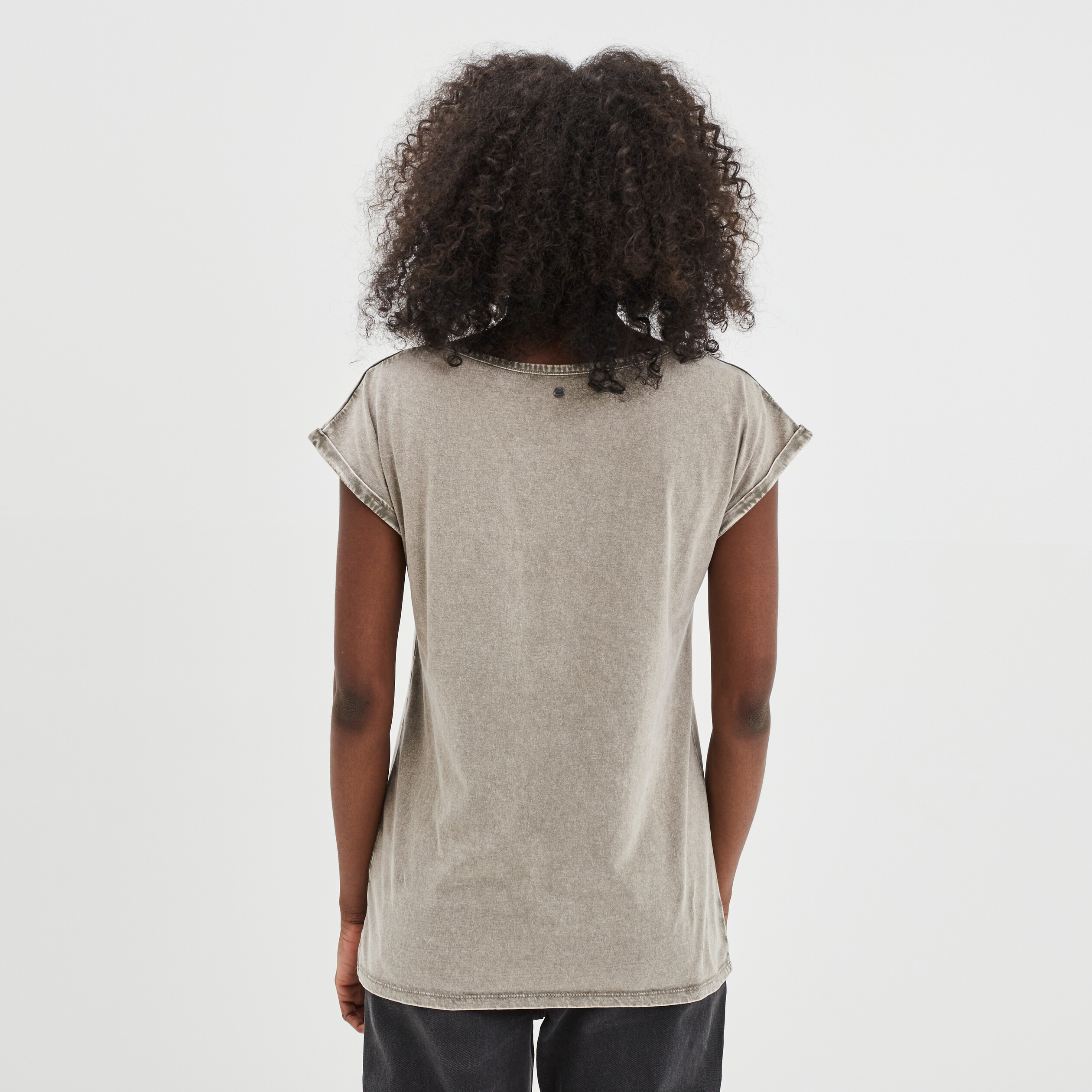 T-shirt oversize col en V Liberto vert kaki femme | La Halle