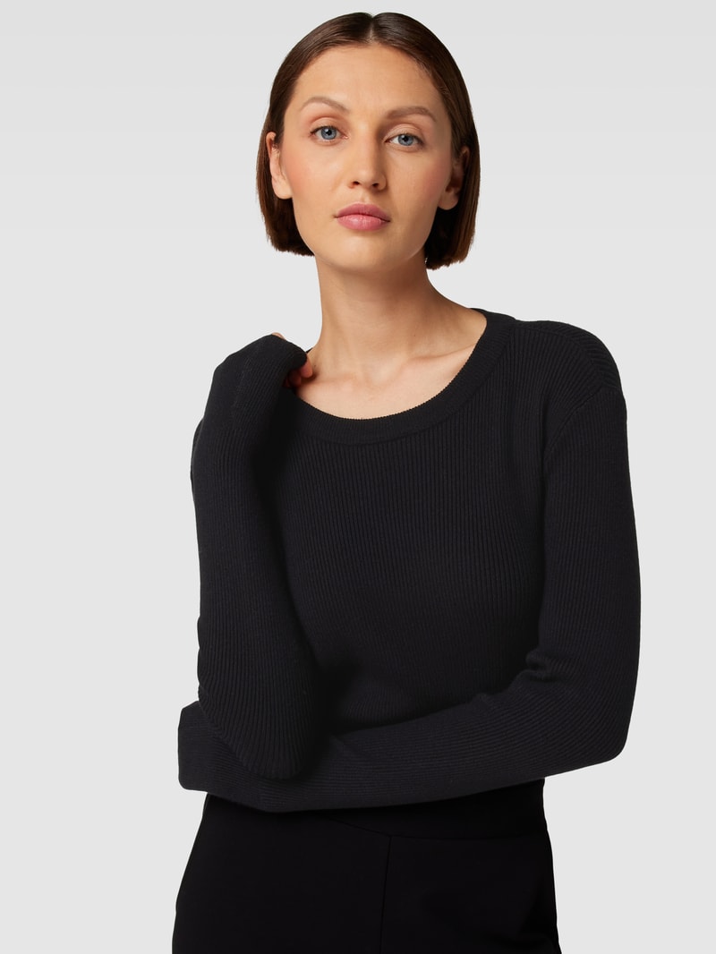 Strickpullover mit Rundhalsausschnitt in schwarz