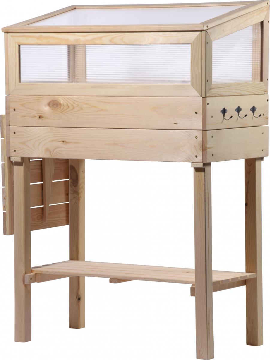 dobar Hochbeet mit Polycarbonat-Aufsatz und Ablagefläche S