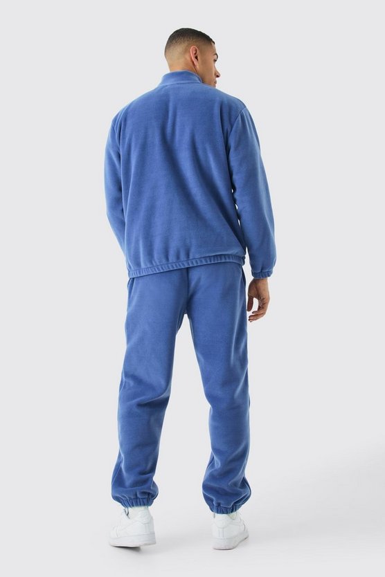 Man Oversized Zip Through Funnel Neck Fleece Tracksuit