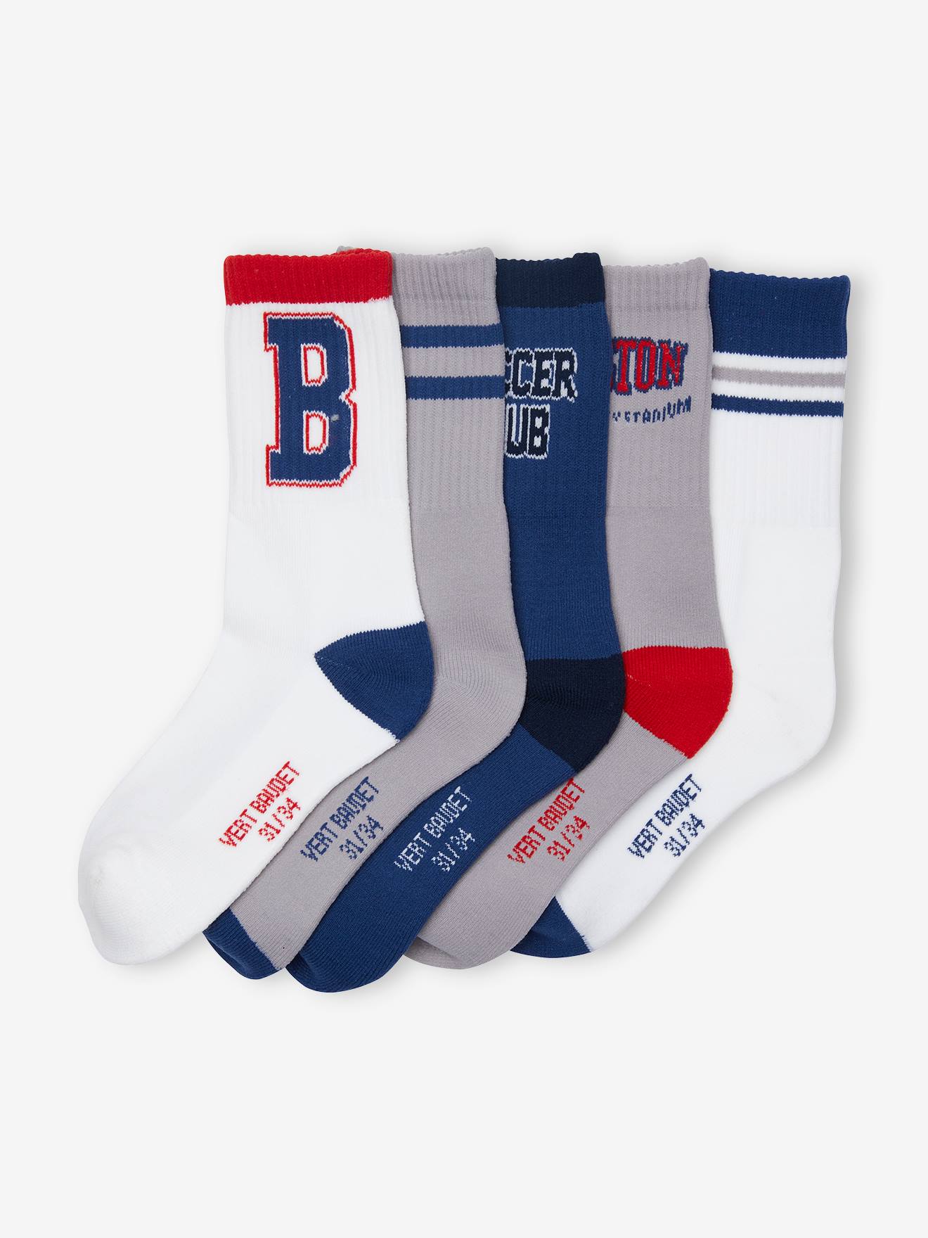 Lot de 5 paires de chaussettes sport garçon blanc