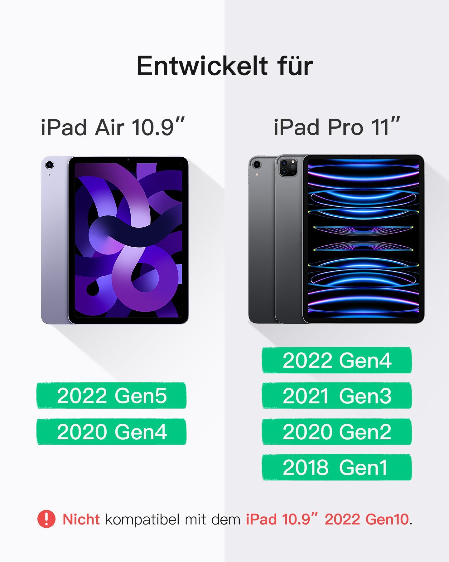 Inateck Bluetooth Tastaturhülle Kompatibel mit iPad Air 5/4, iPad Pro 11 iPad-Tastatur