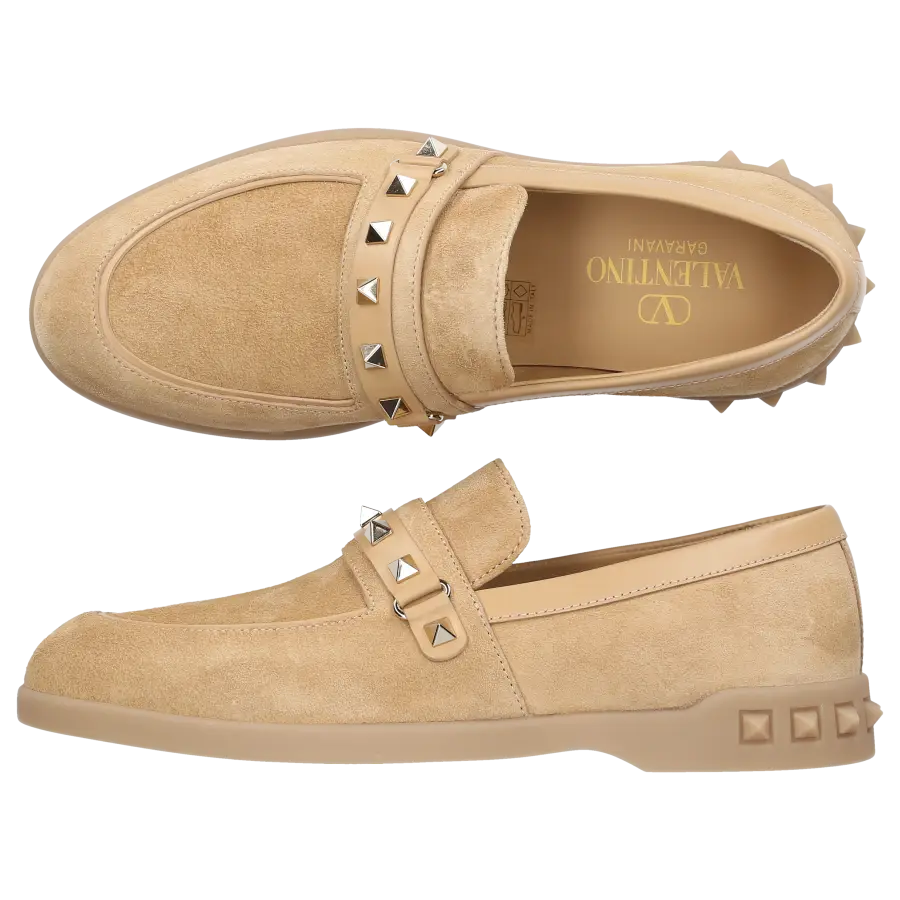 Valentino Garavani - Loafer LEISURE FLOWS Veloursleder - beige