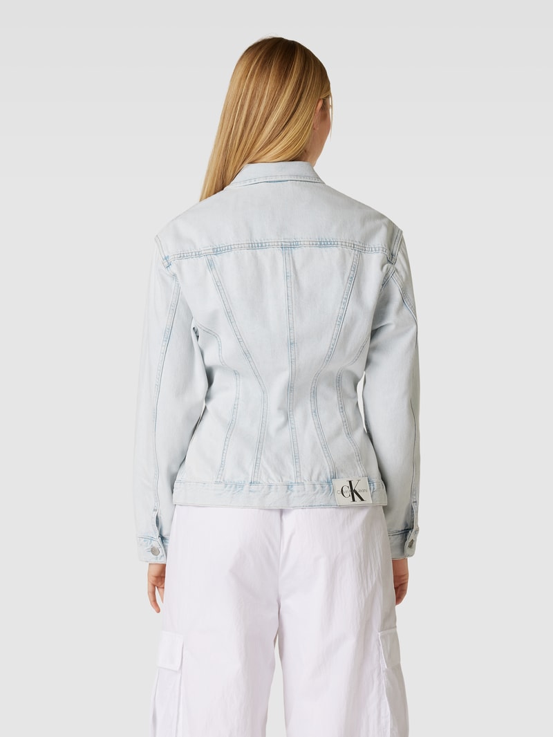 Oversized Jeansjacke in Korsett-Optik in hellblau