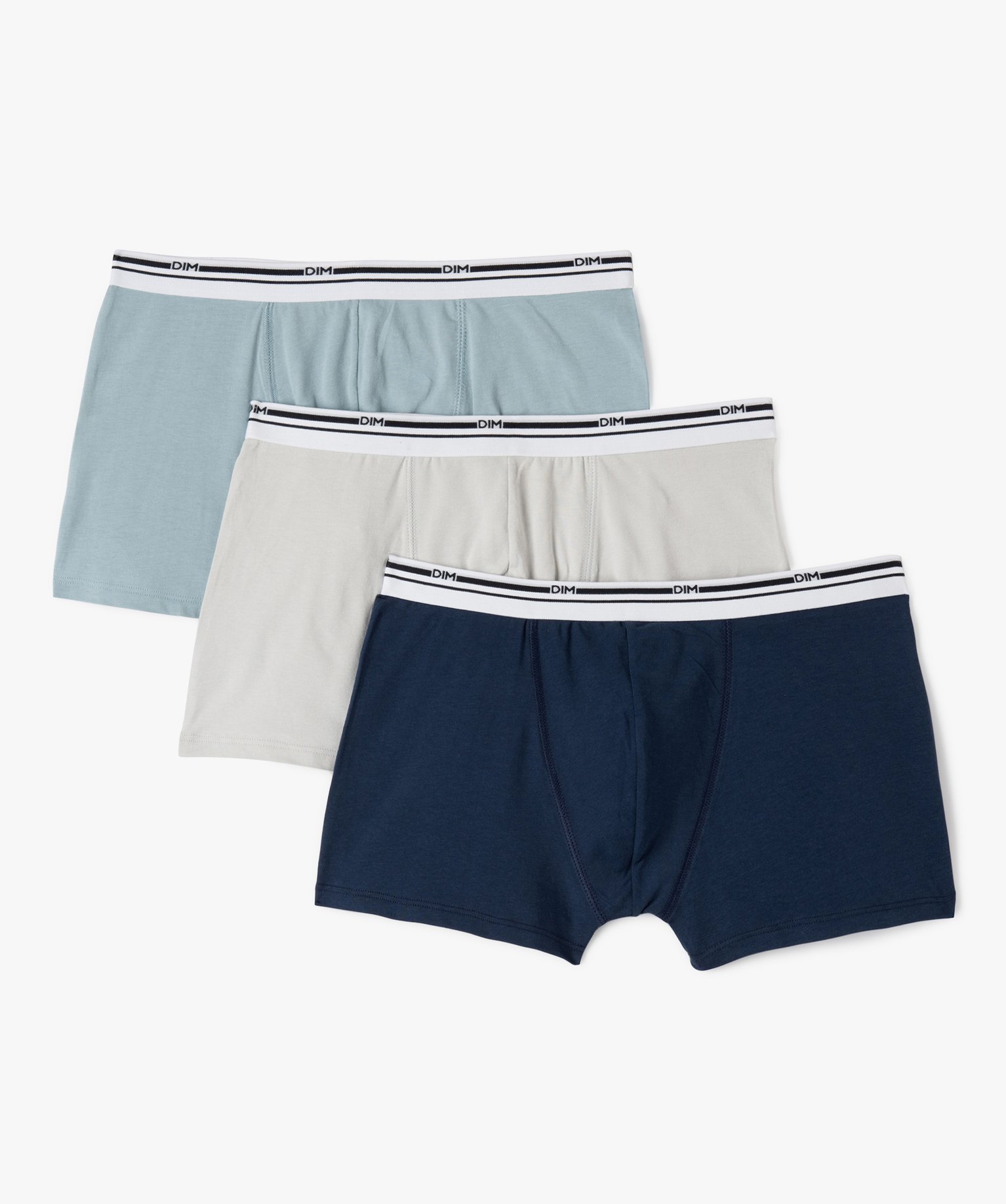 Boxer en coton stretch homme - Classic Colors de Dim (lot de 3) bleu | GEMO