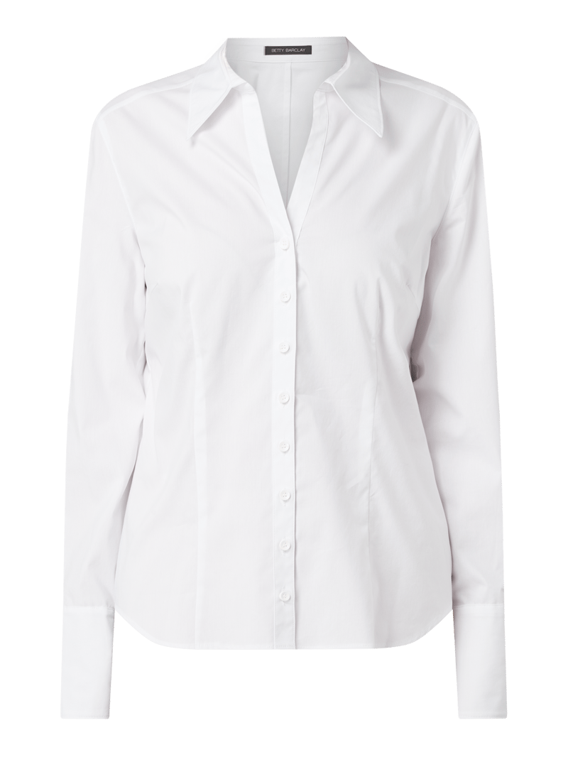 Bluse mit Stretch-Anteil in weiß