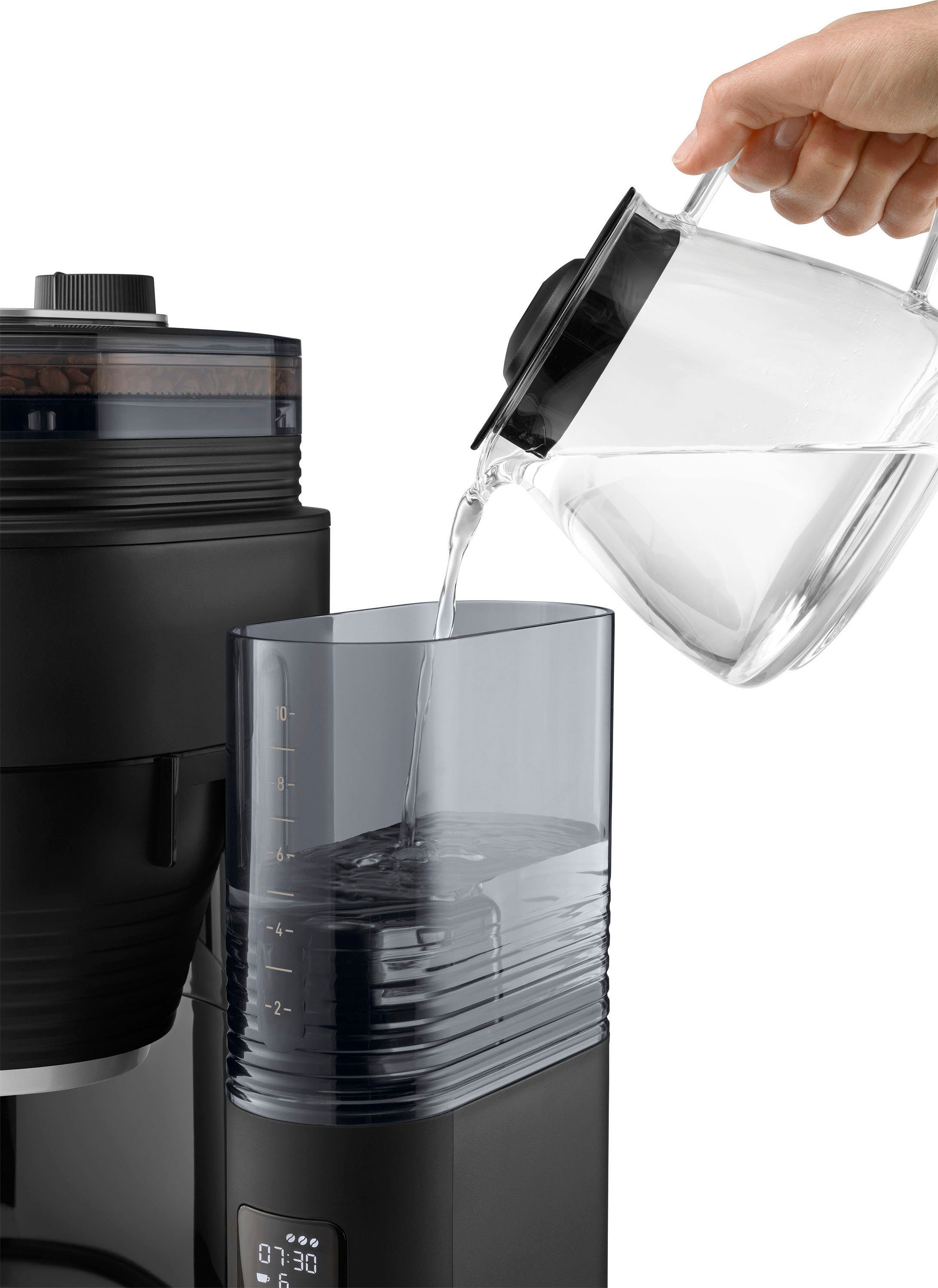 Melitta Kaffeemaschine mit Mahlwerk AromaFresh X 1030-06, 1,25l Kaffeekanne, Papierfilter 1x4, 11 Mahlgradeinstellungen,Kaffeebohnen/-pulver, Timer,Warmhalteplatte