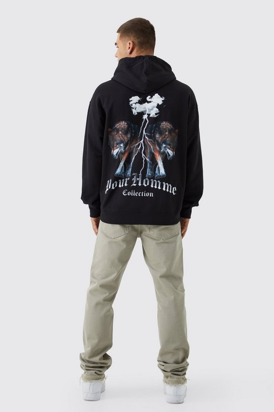 Oversize Hoodie mit Pour Homme Print