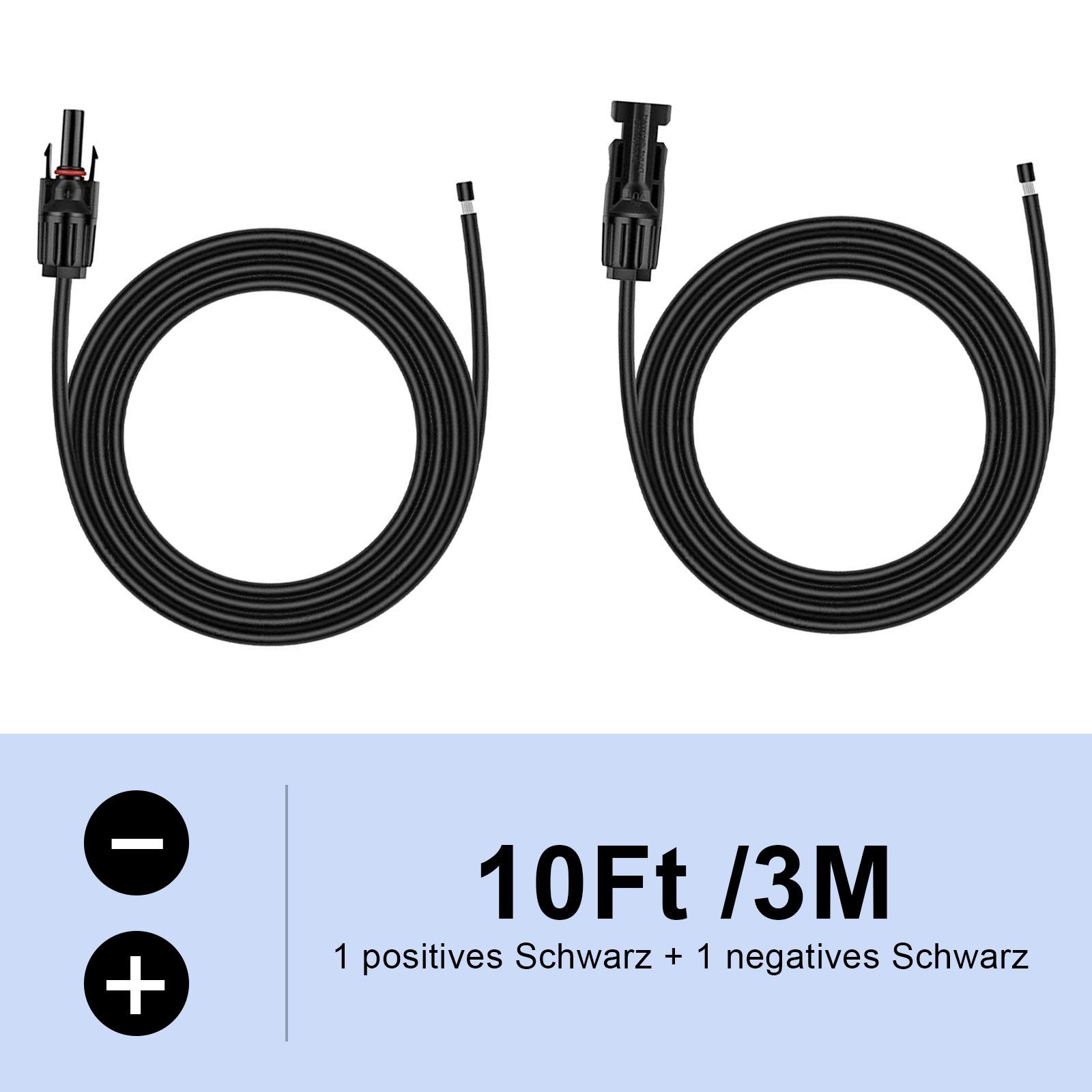 GLIESE Solaranlage Schwarz 3m 2.5mm2 Solarkabel mit Stecker, den Anschluss von Fotovoltaikanlagen verwendet.