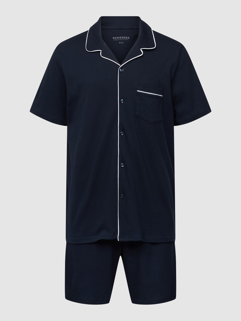 Pyjama mit Kontraststreifen in dunkelblau