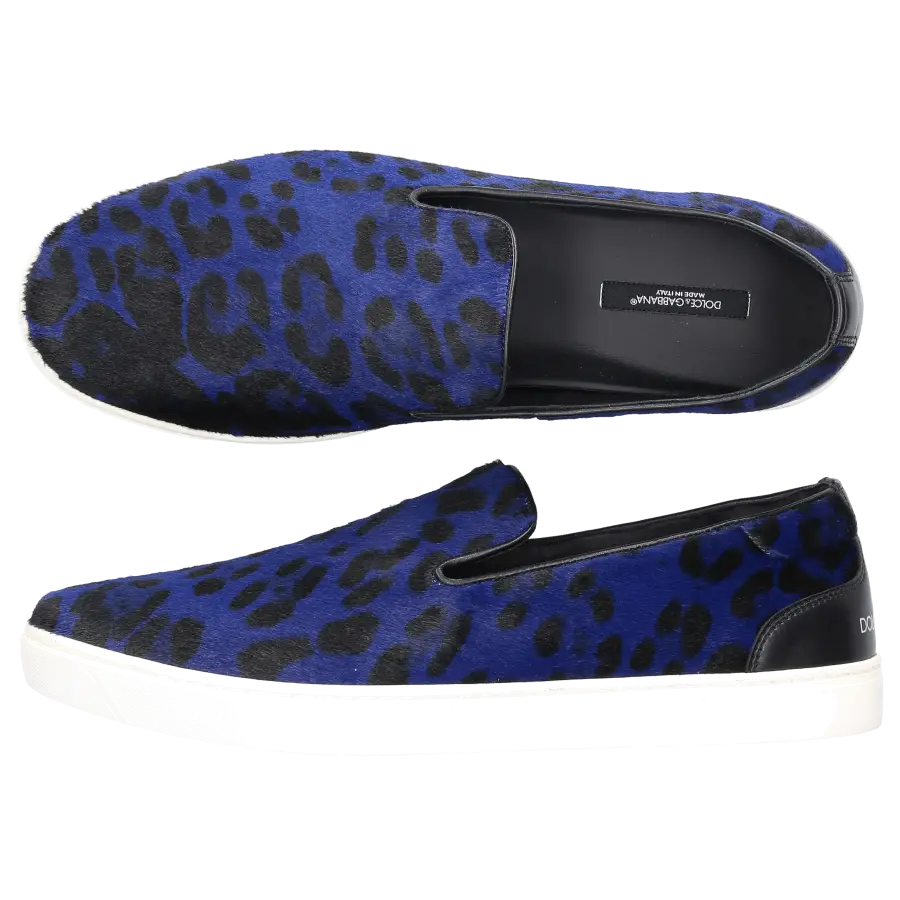 Dolce & Gabbana - Sneaker low Nappaleder Leo Print blau - blau