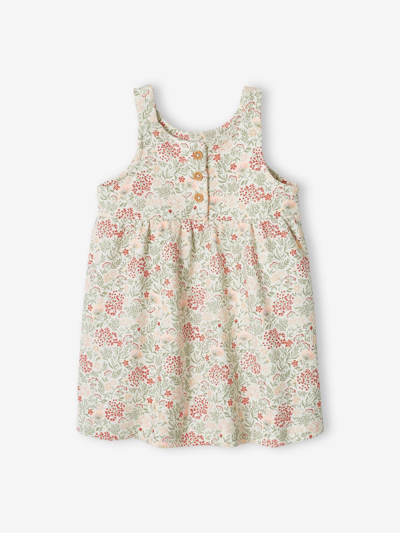 Robe bébé sans manches rose clair imprimé