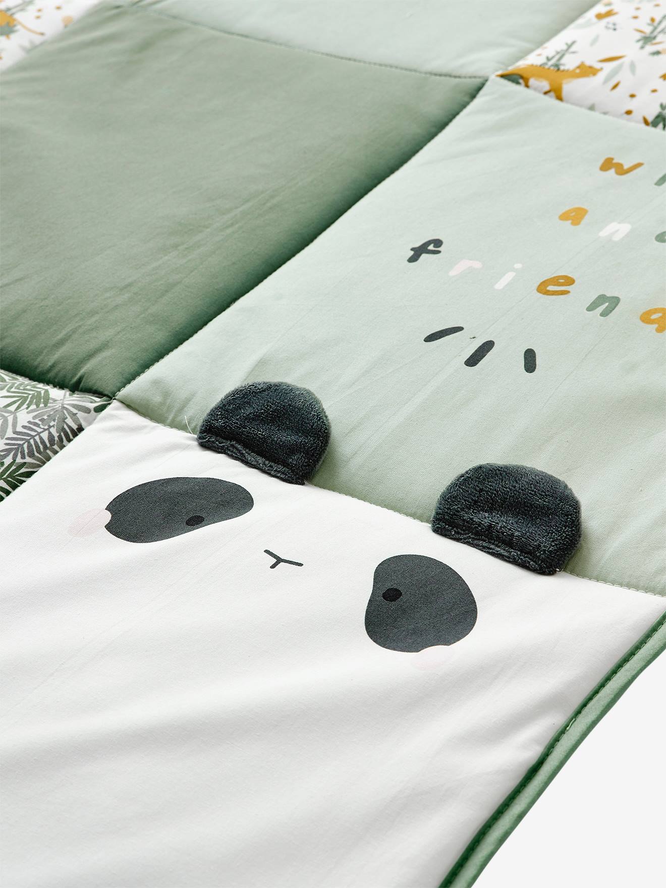 Vertbaudet Baby Spieldecke/ Laufstalleinlage PANDAFREUNDE, Patchwork-Design Oeko-Tex - mehfarbig