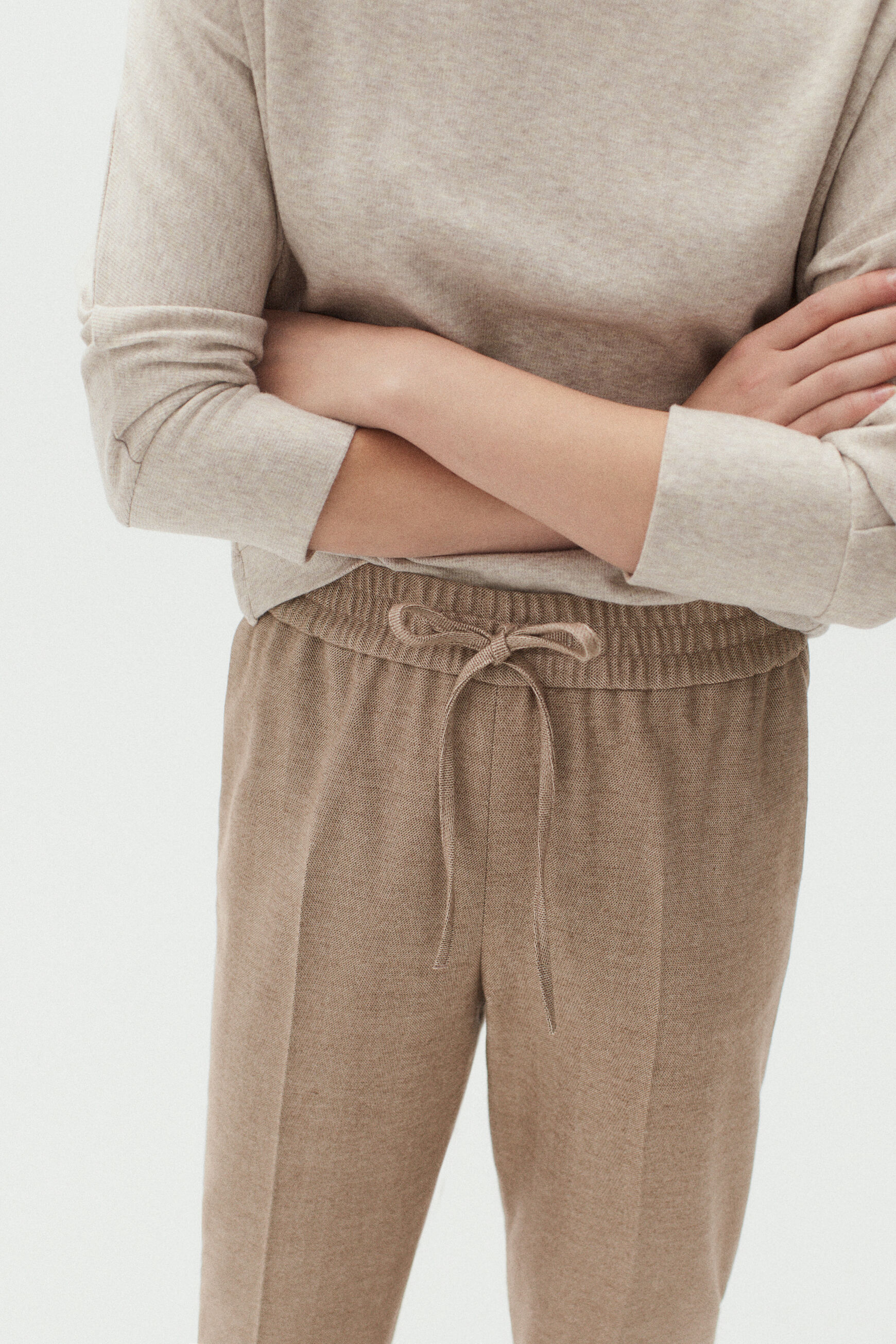 pantalon danny rayures beige femme