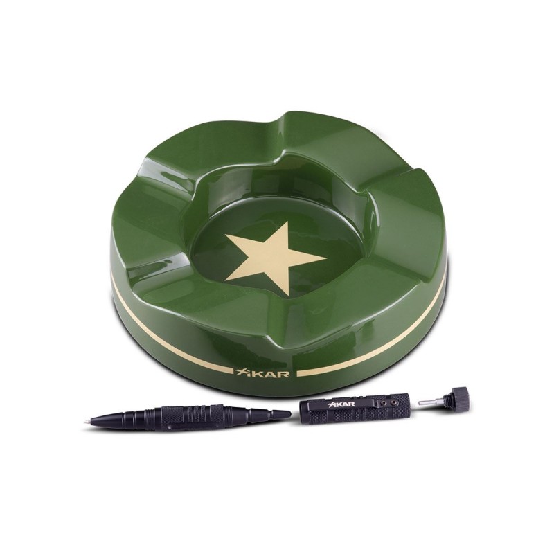 Xikar Geschenkset, militärischer Zigarrenaschenbecher mit Xikar Tactical Pen