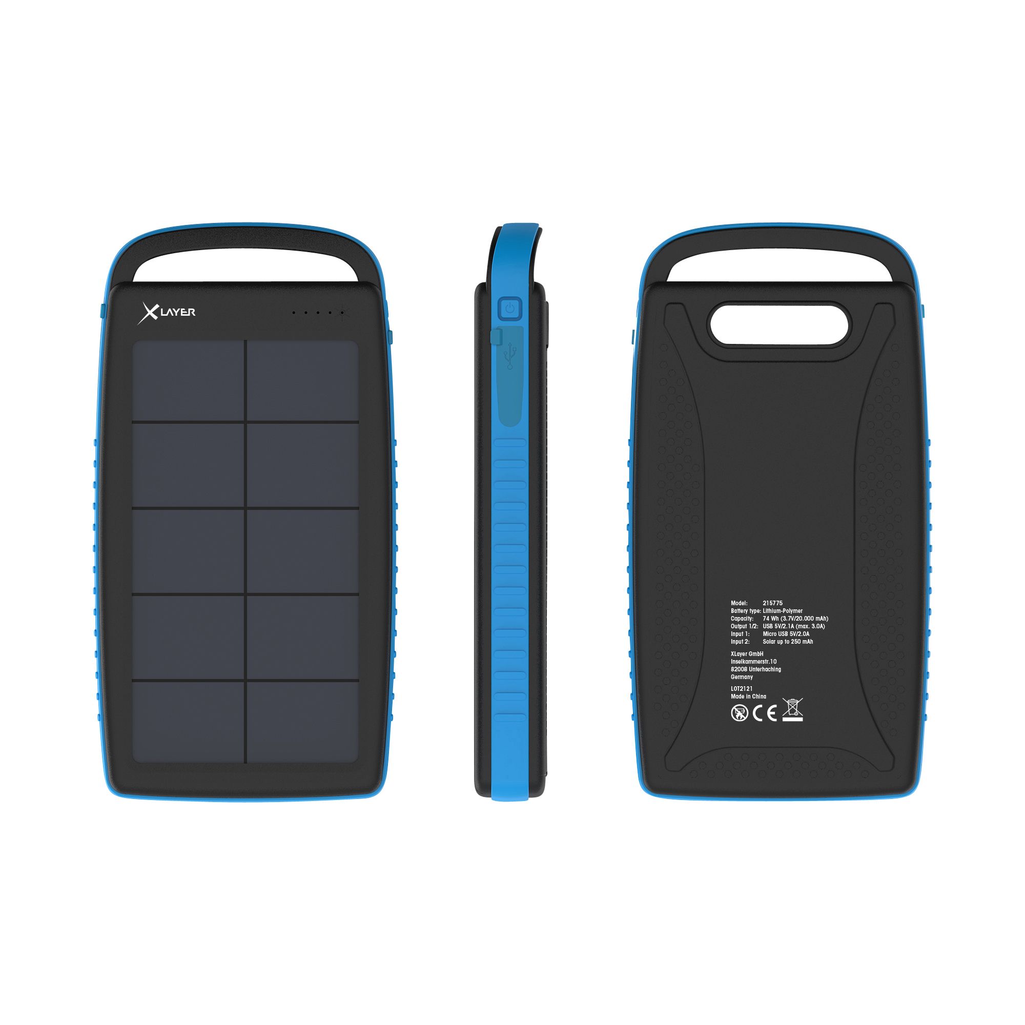 XLayer PLUS Solar 20.000 mAh Powerbank
