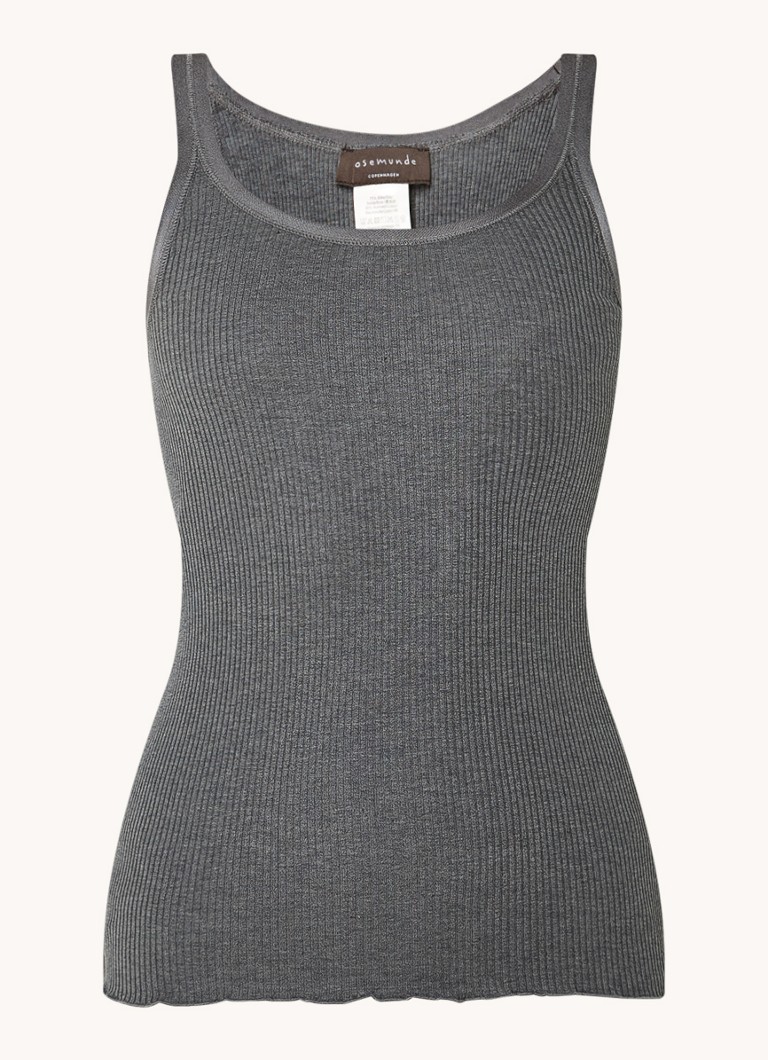 Top Rosemunde Belle in maglia a coste di misto seta con scollo rotondo
