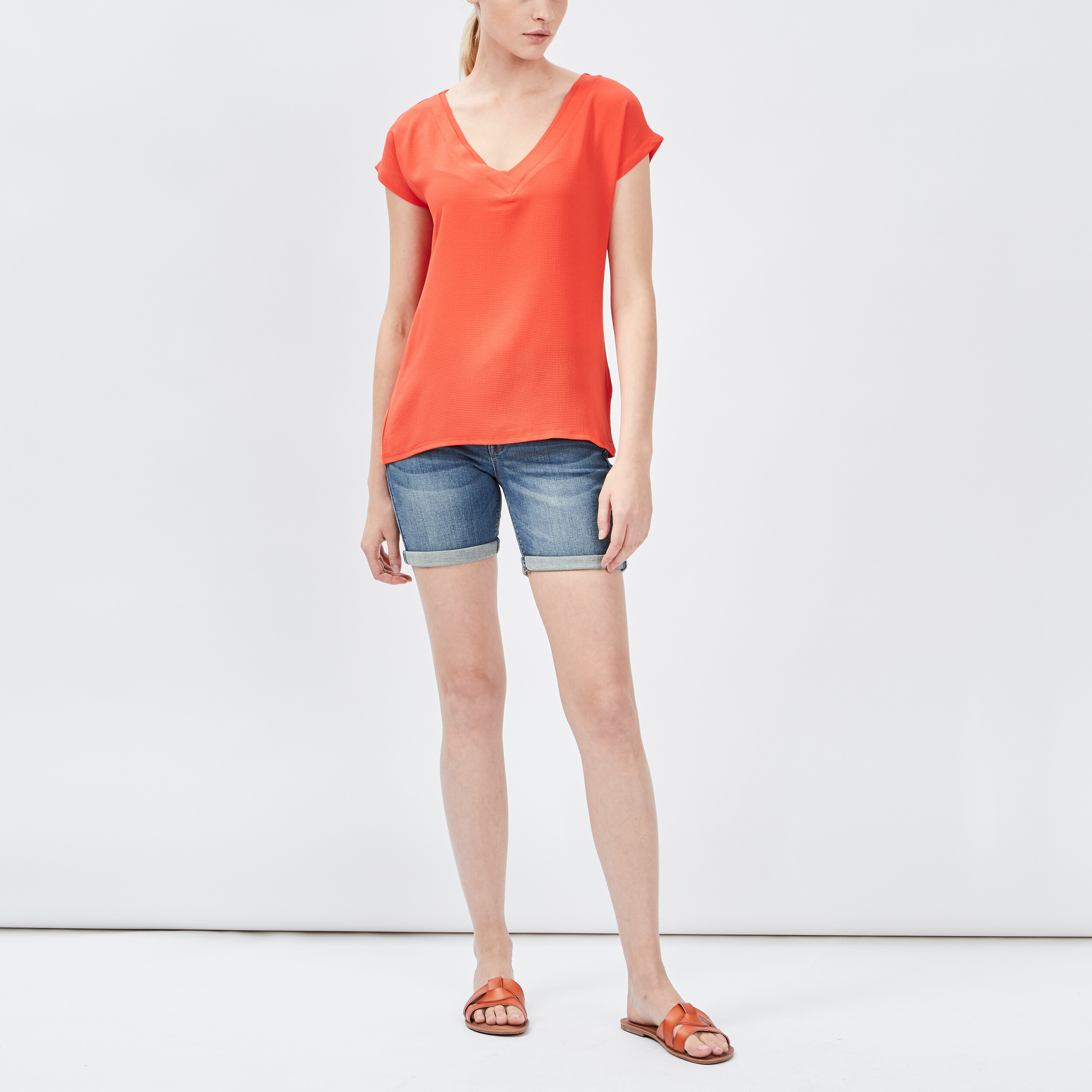 Short slim en jean délavé denim stone femme | La Halle
