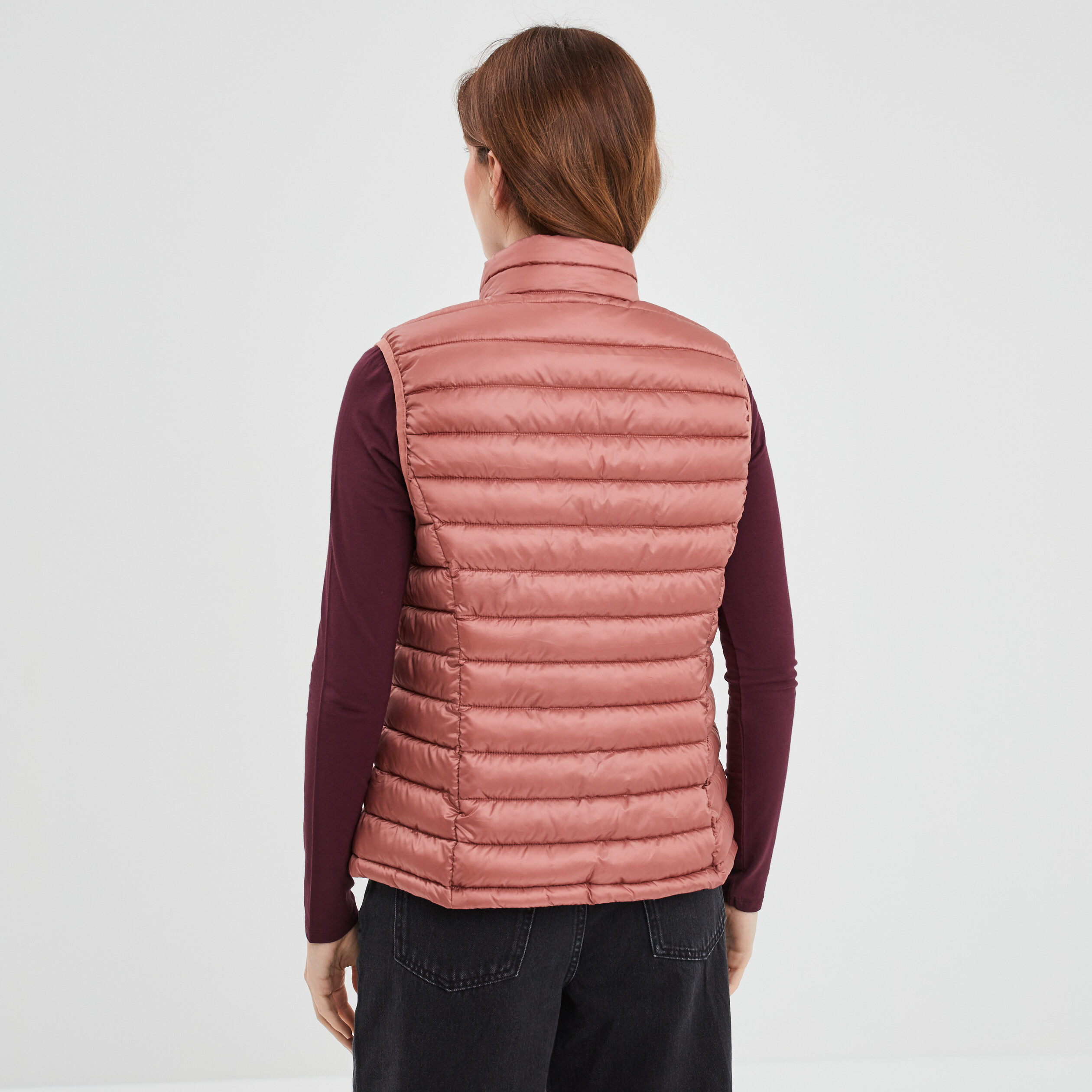 Doudoune légère droite sans manches rose poudrée femme | La Halle
